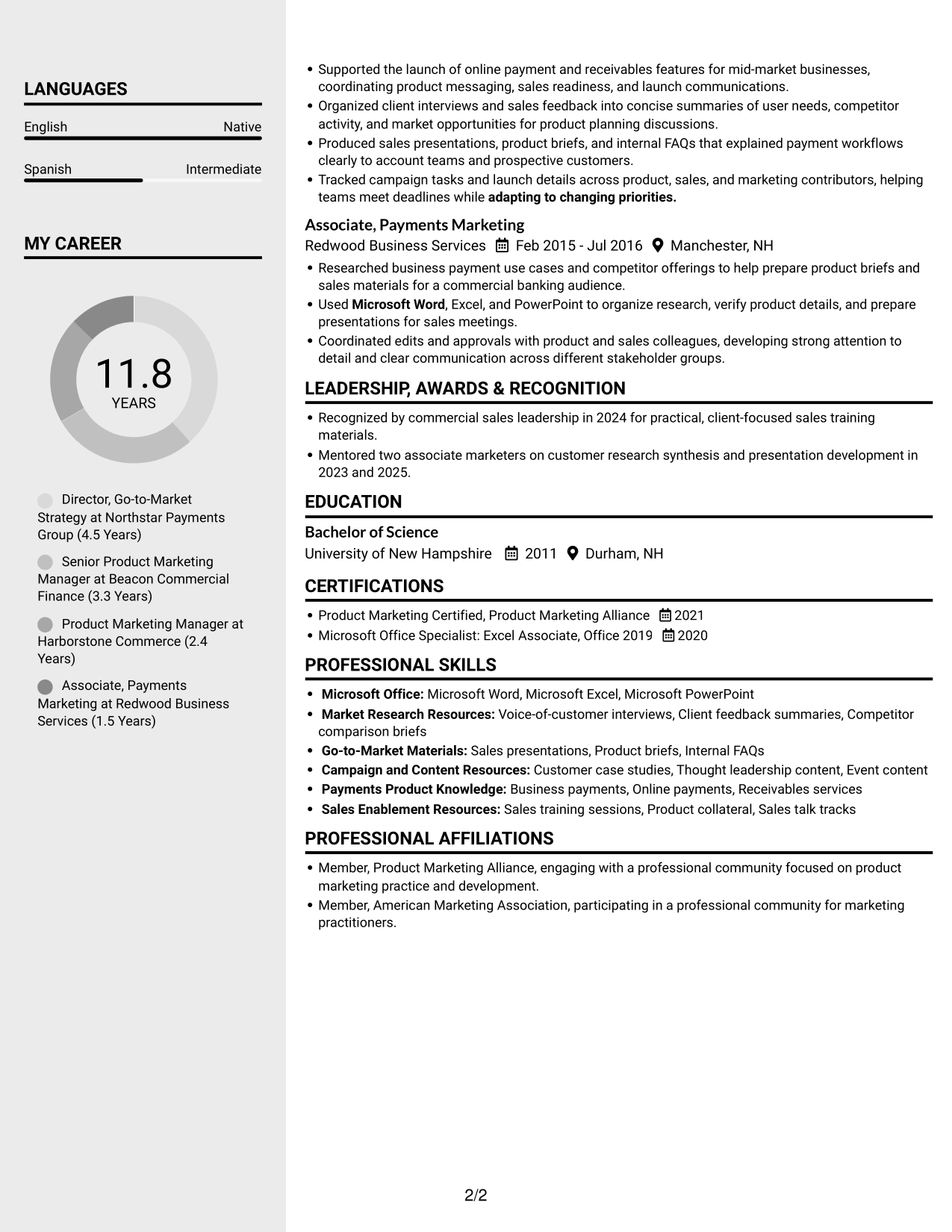 Resume example — page 2