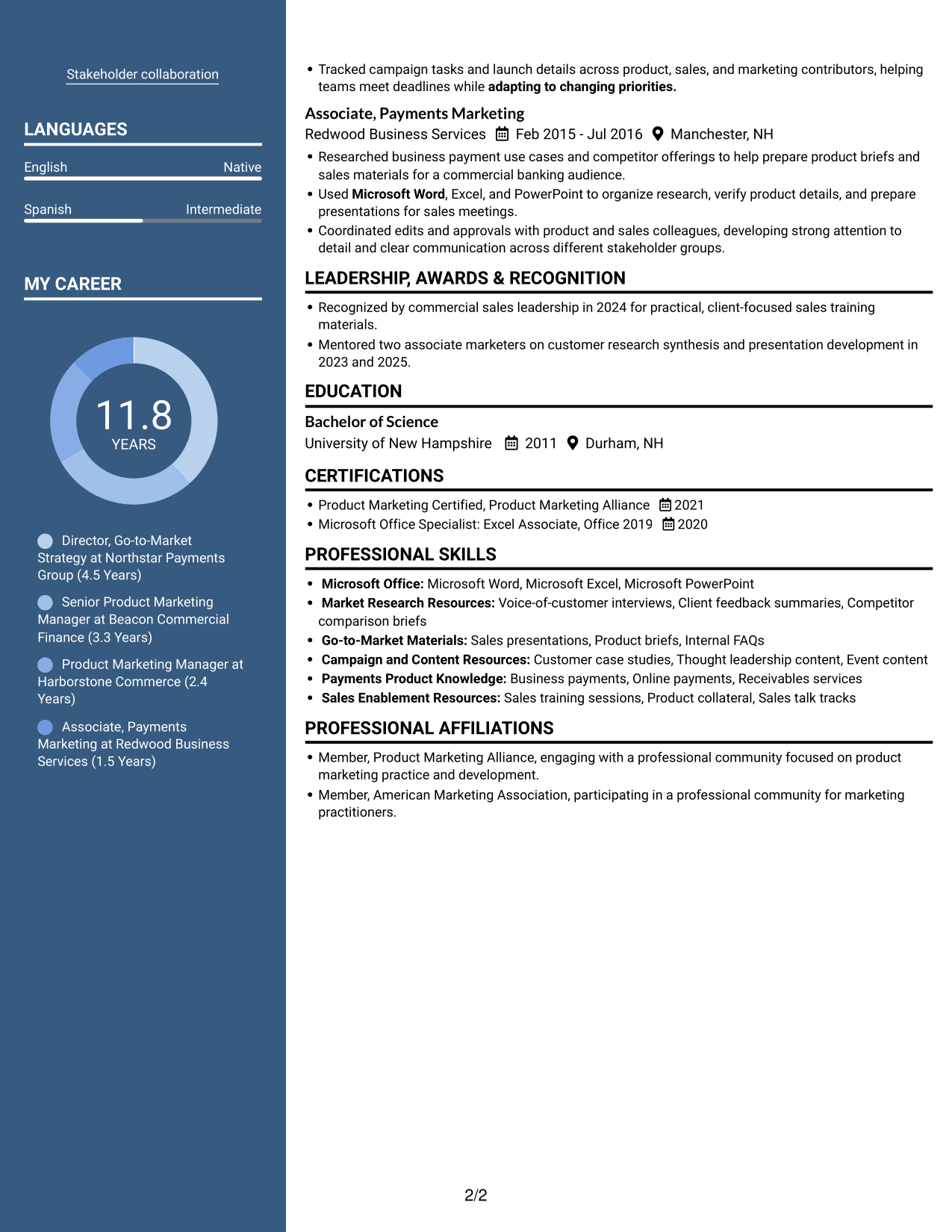 Resume example — page 2