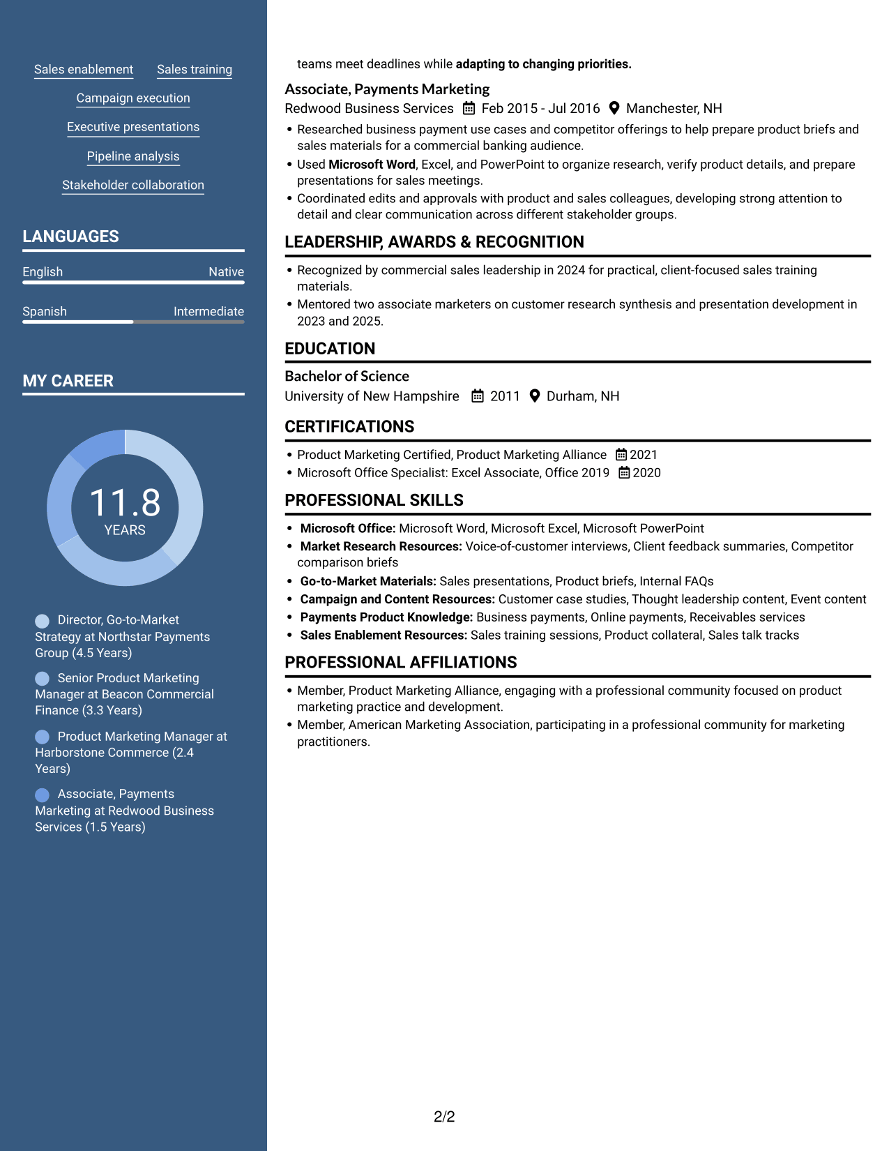 Resume example — page 2