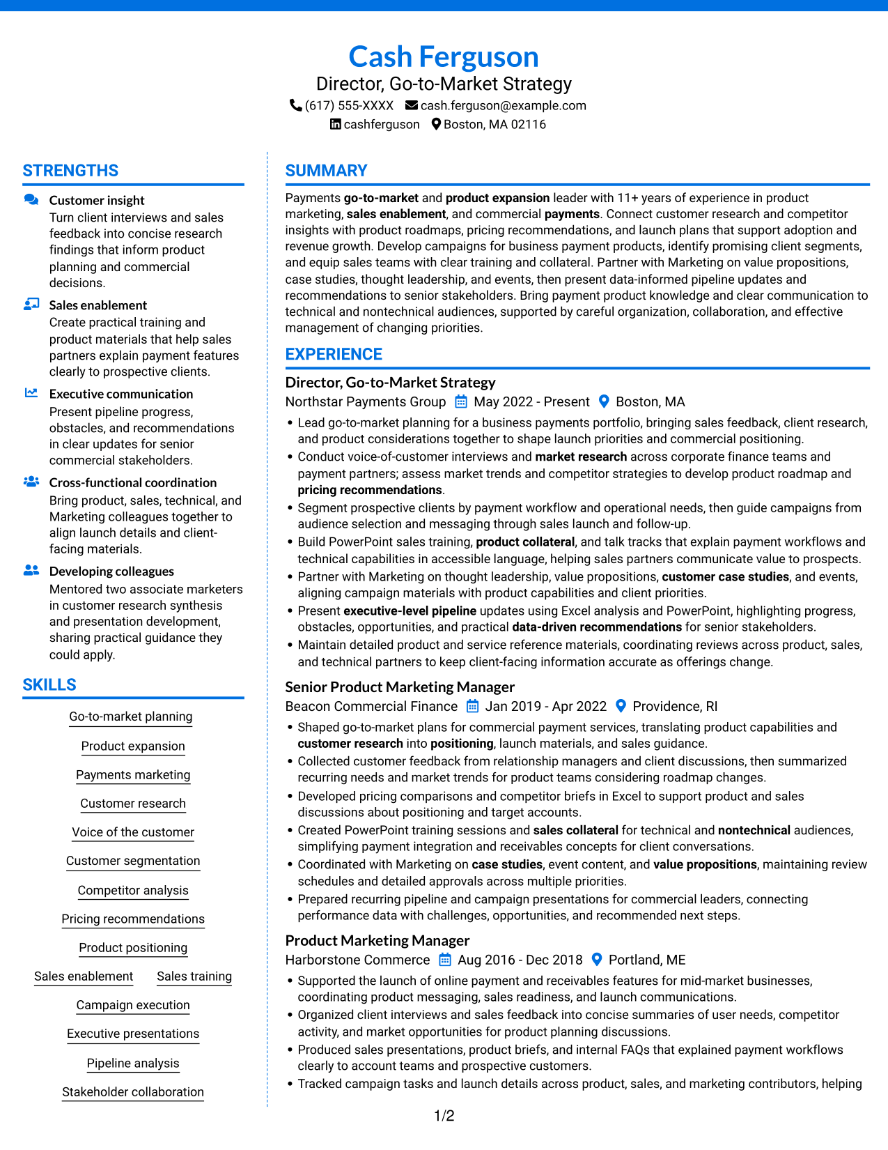 Resume example — page 1
