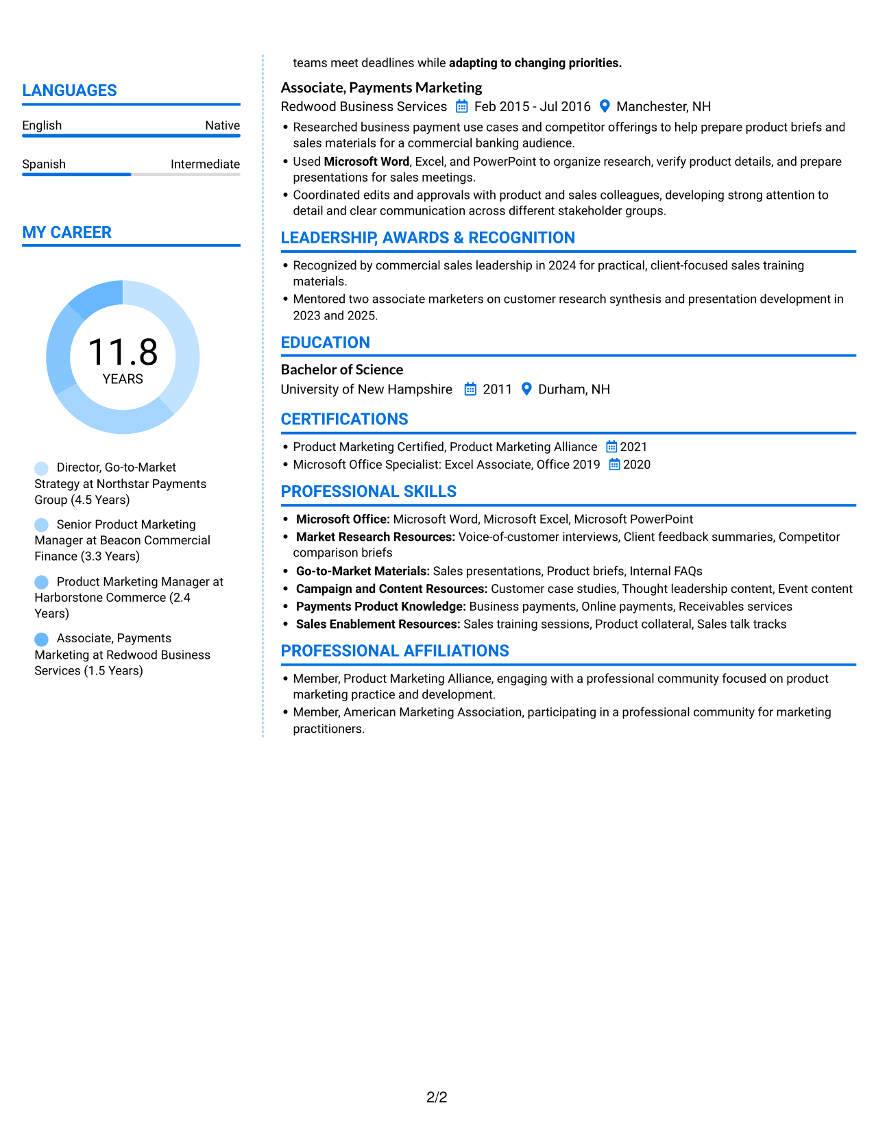 Resume example — page 2