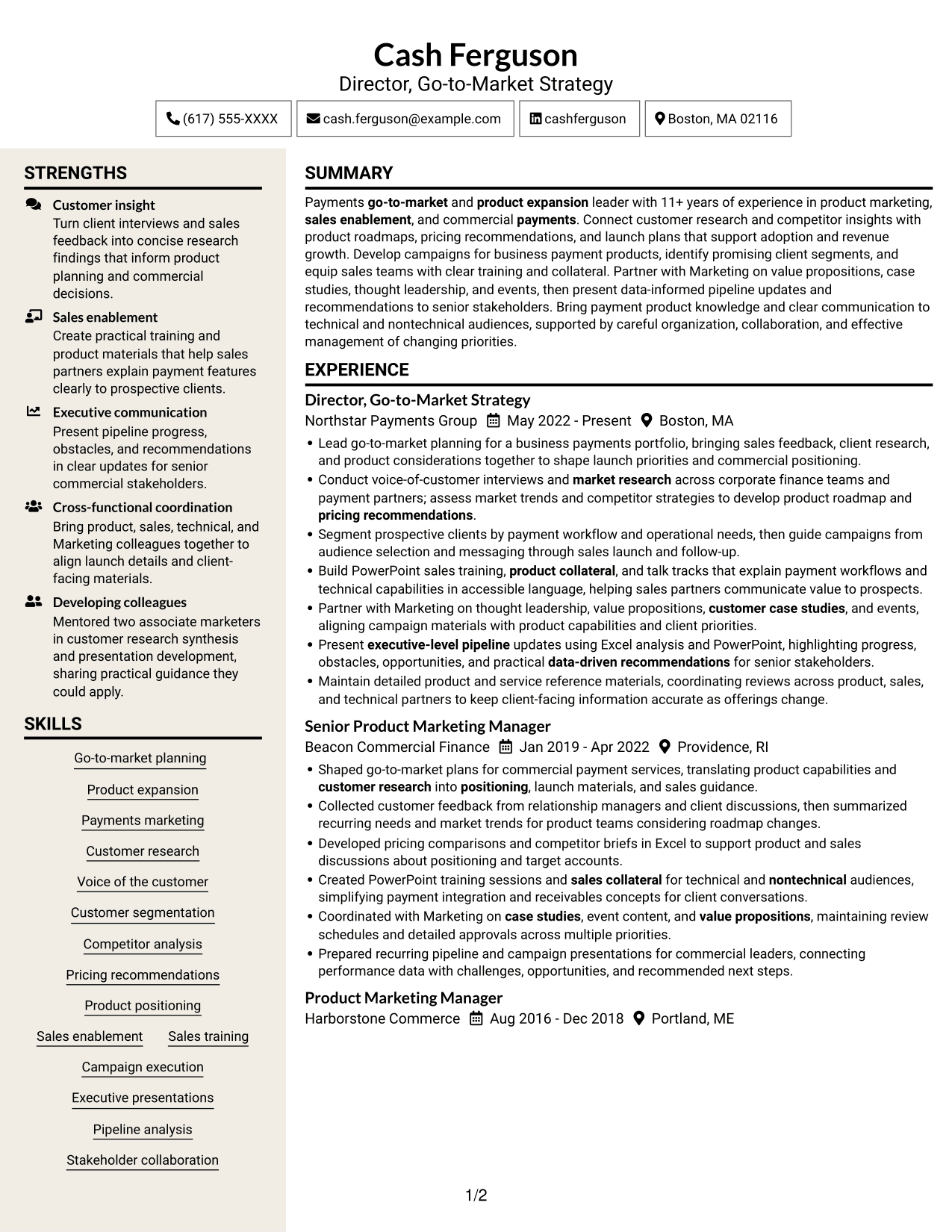 Resume example — page 1