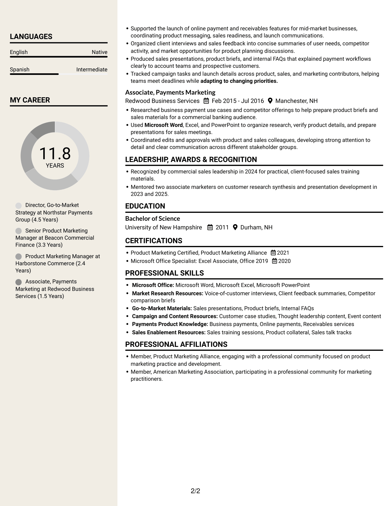 Resume example — page 2