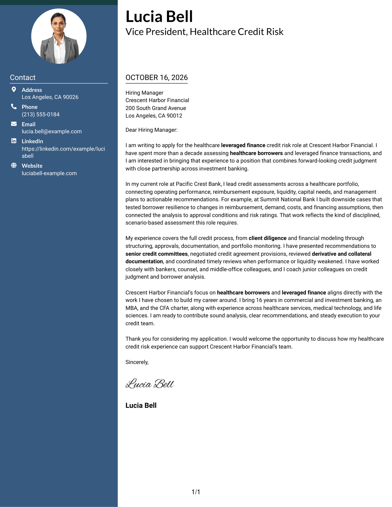 Cover letter example — page 1