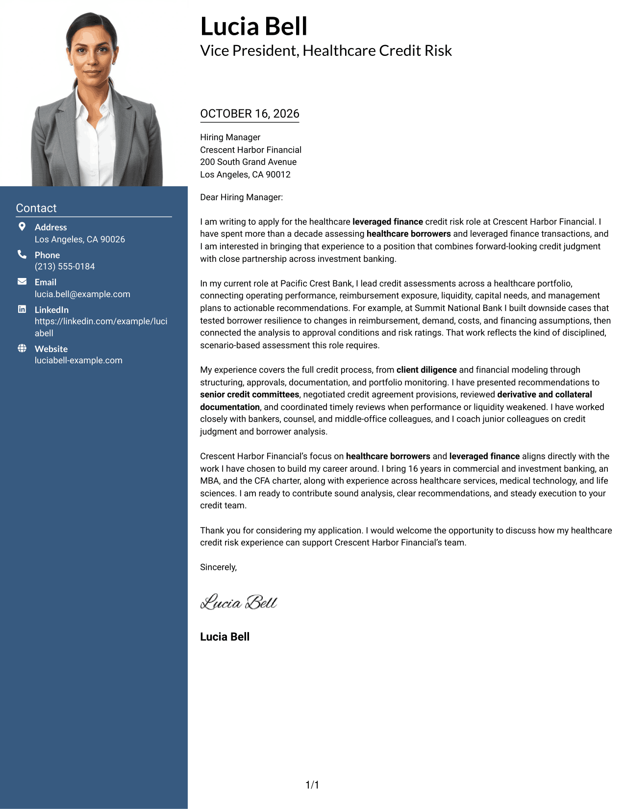 Cover letter example — page 1