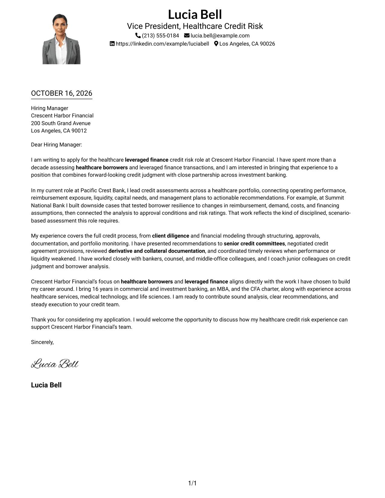 Cover letter example — page 1