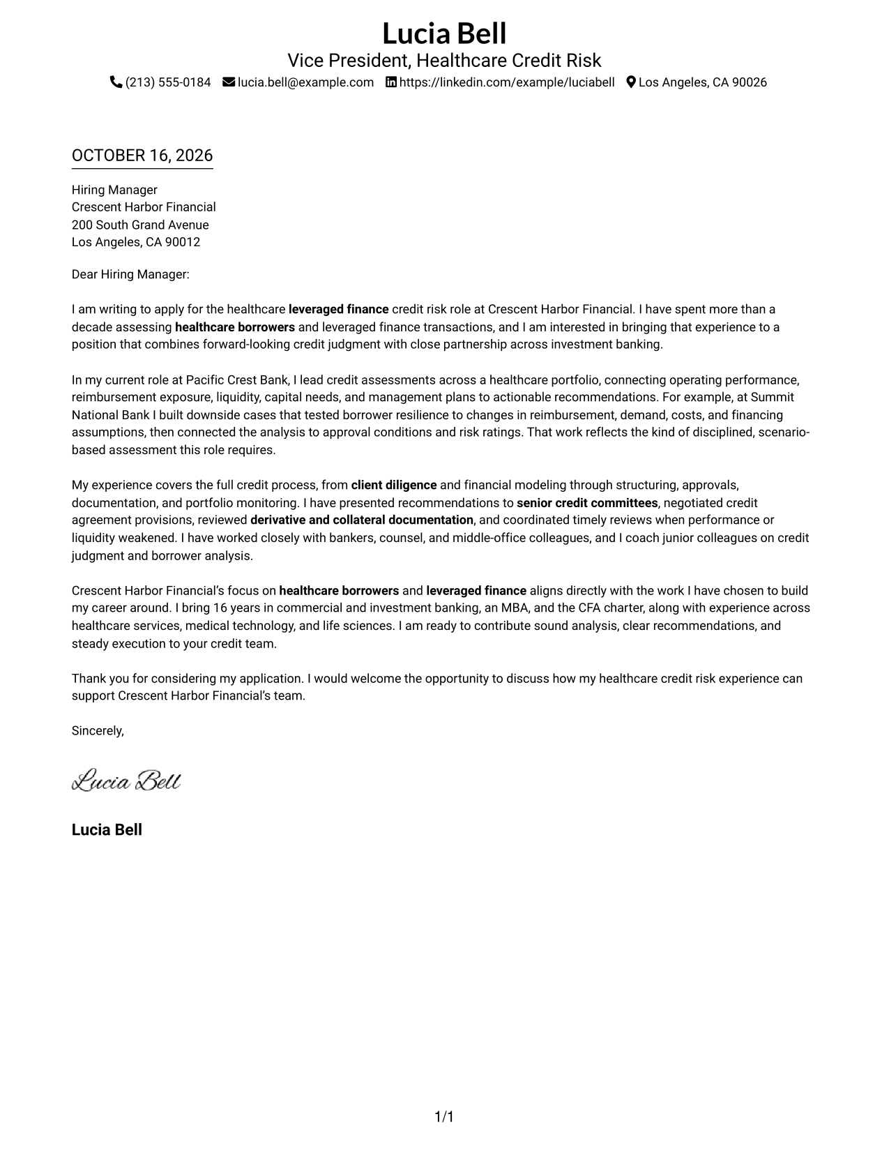 Cover letter example — page 1