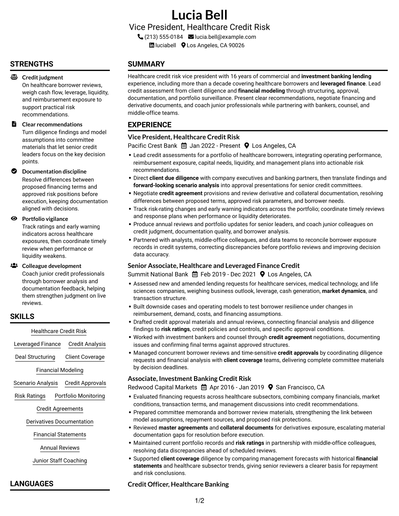 Resume example — page 1