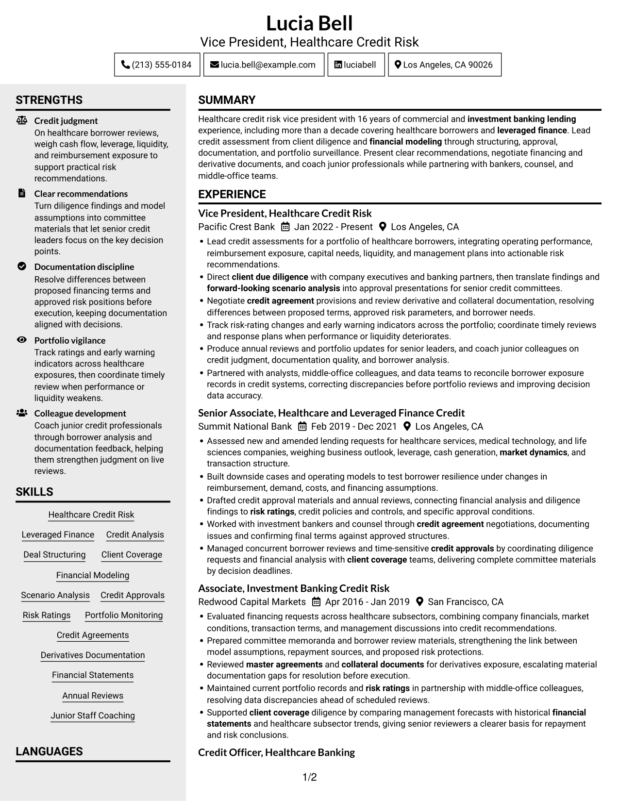 Resume example — page 1