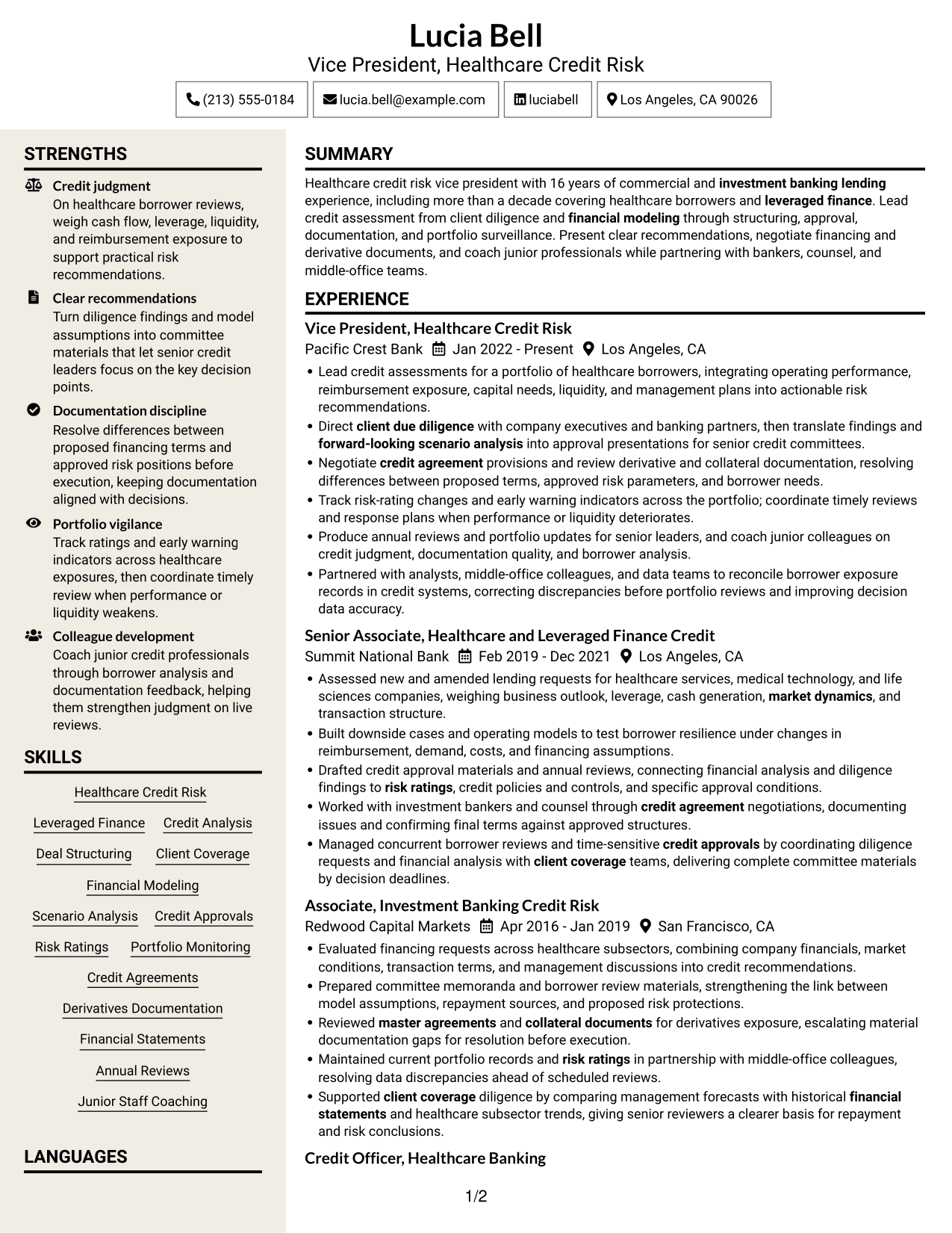 Resume example — page 1