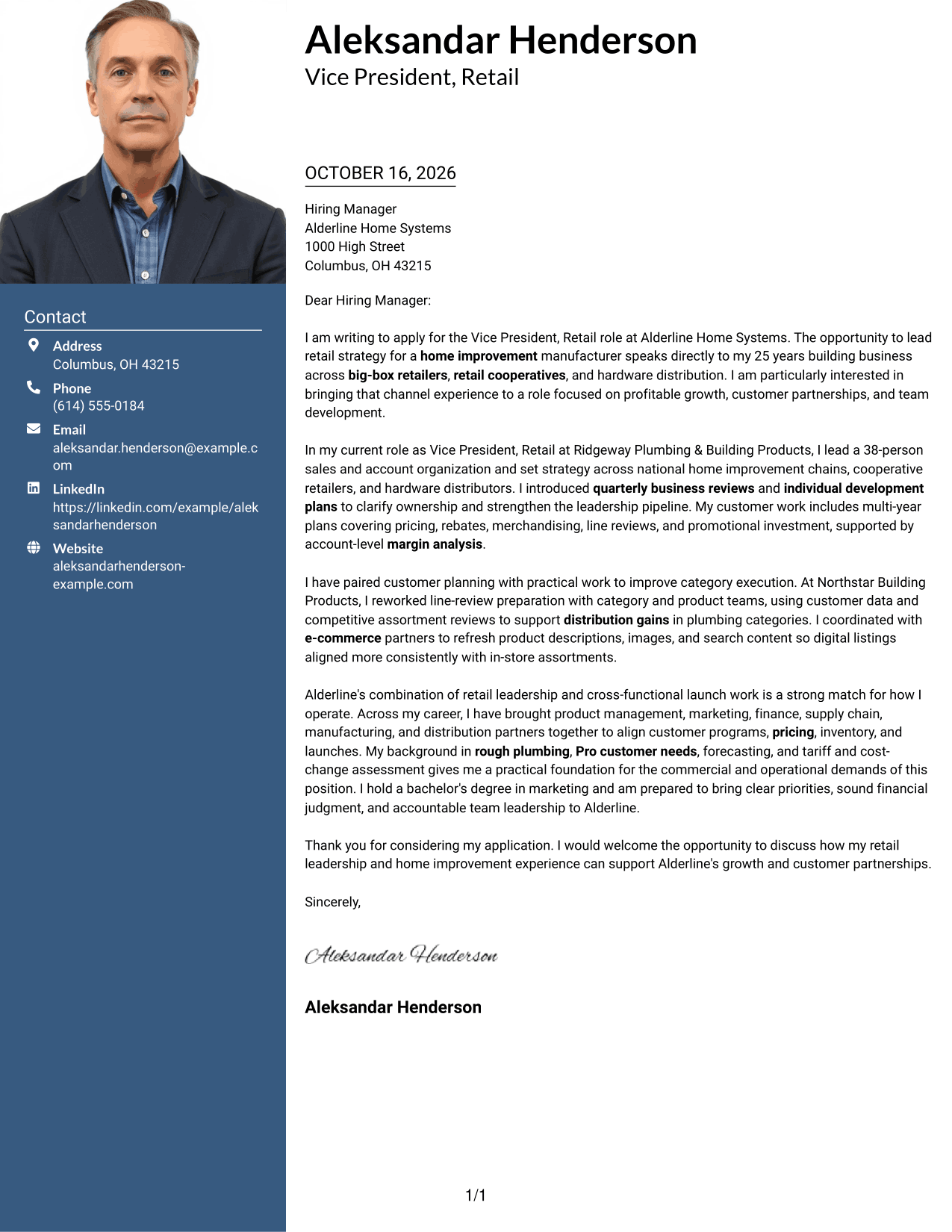 Cover letter example — page 1