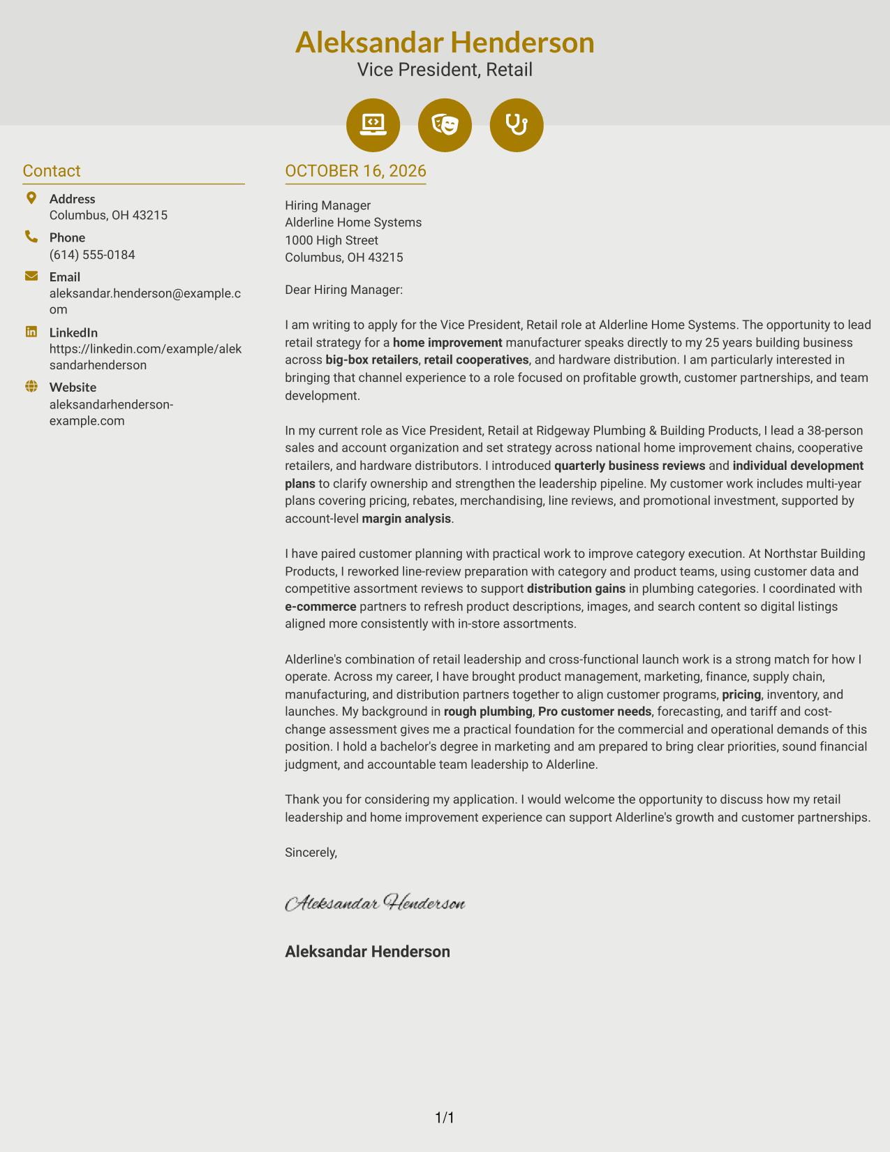 Cover letter example — page 1