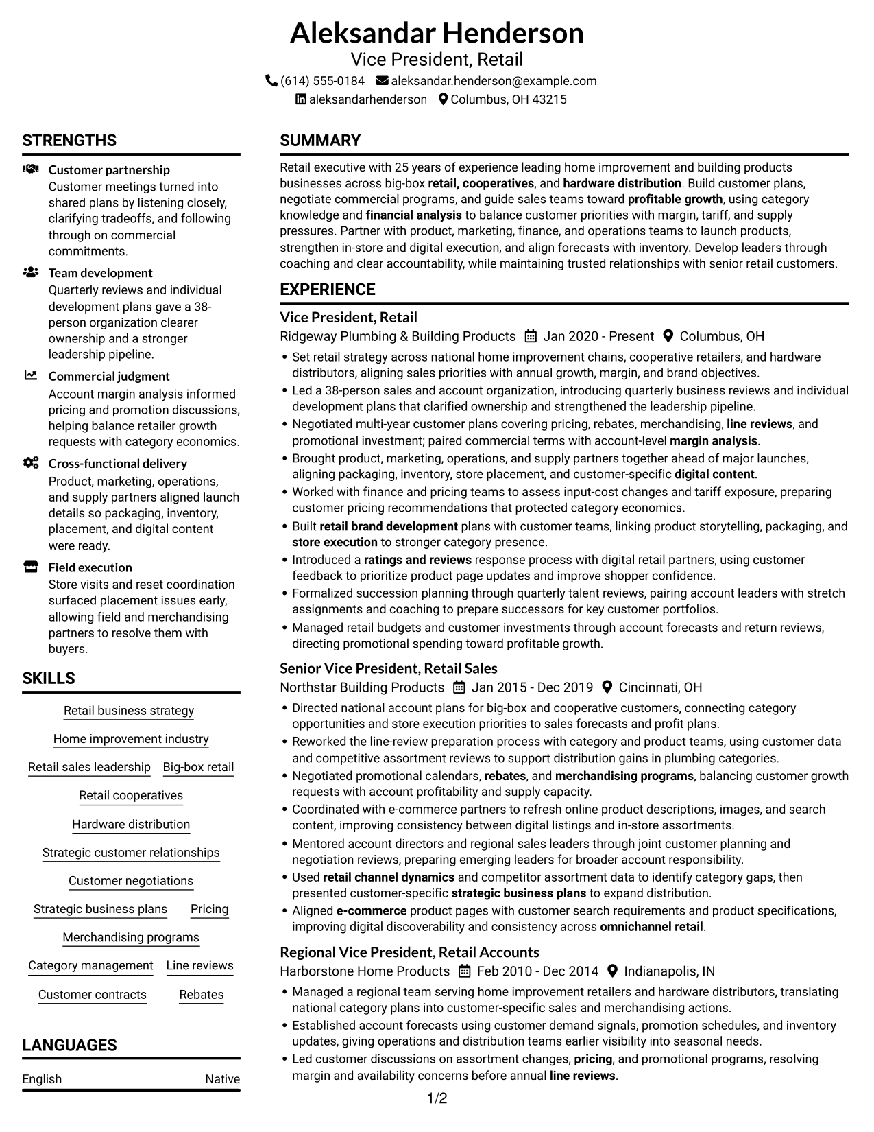 Resume example — page 1