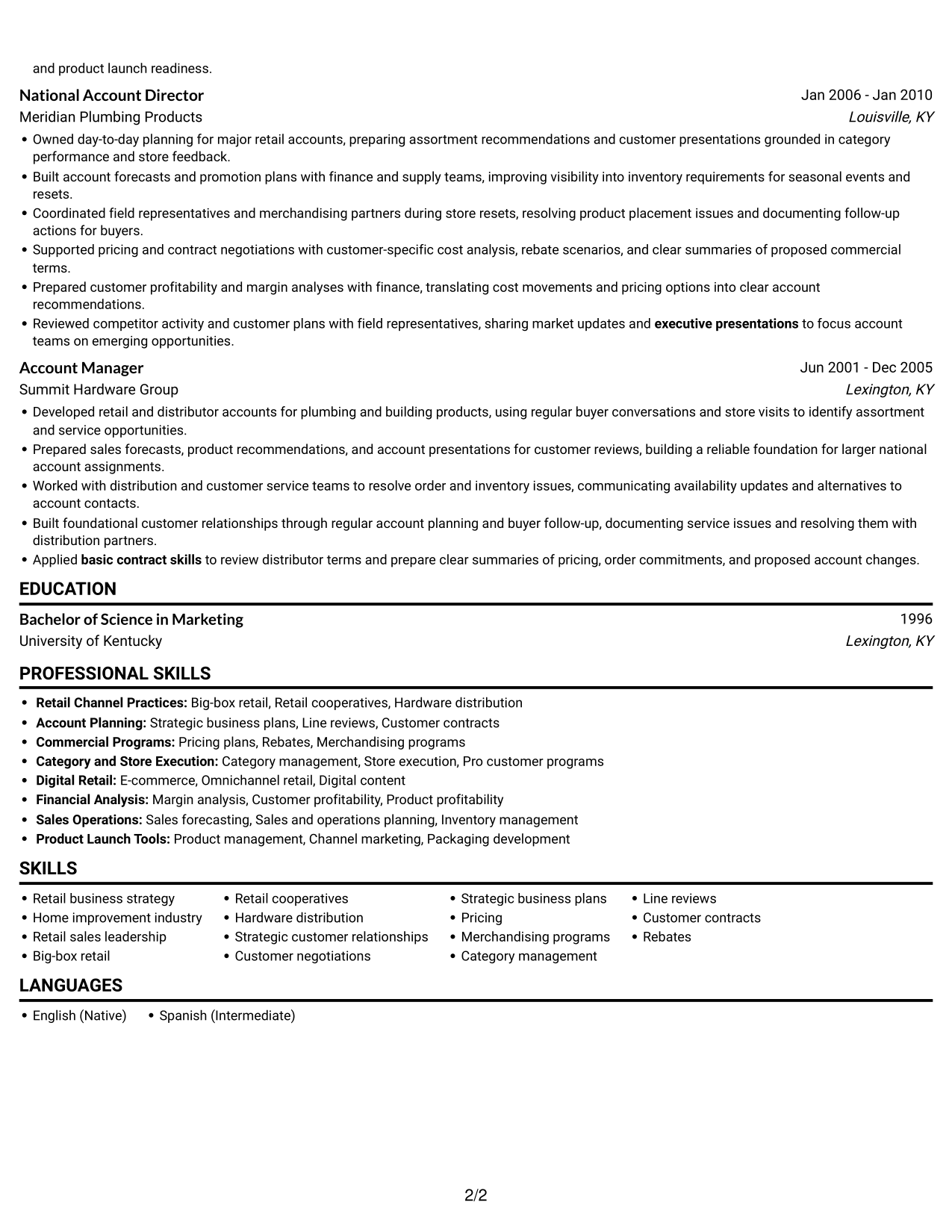 Resume example — page 2