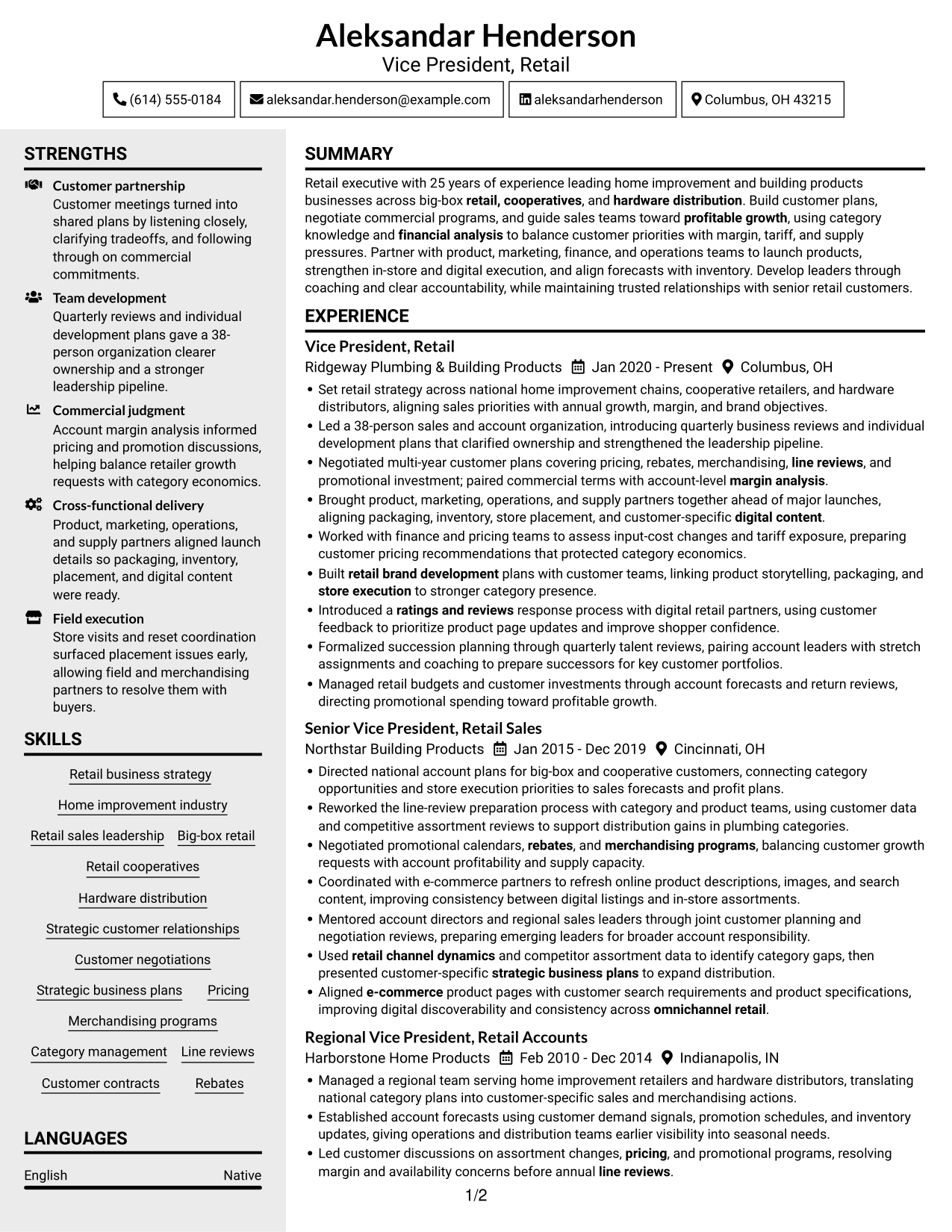 Resume example — page 1