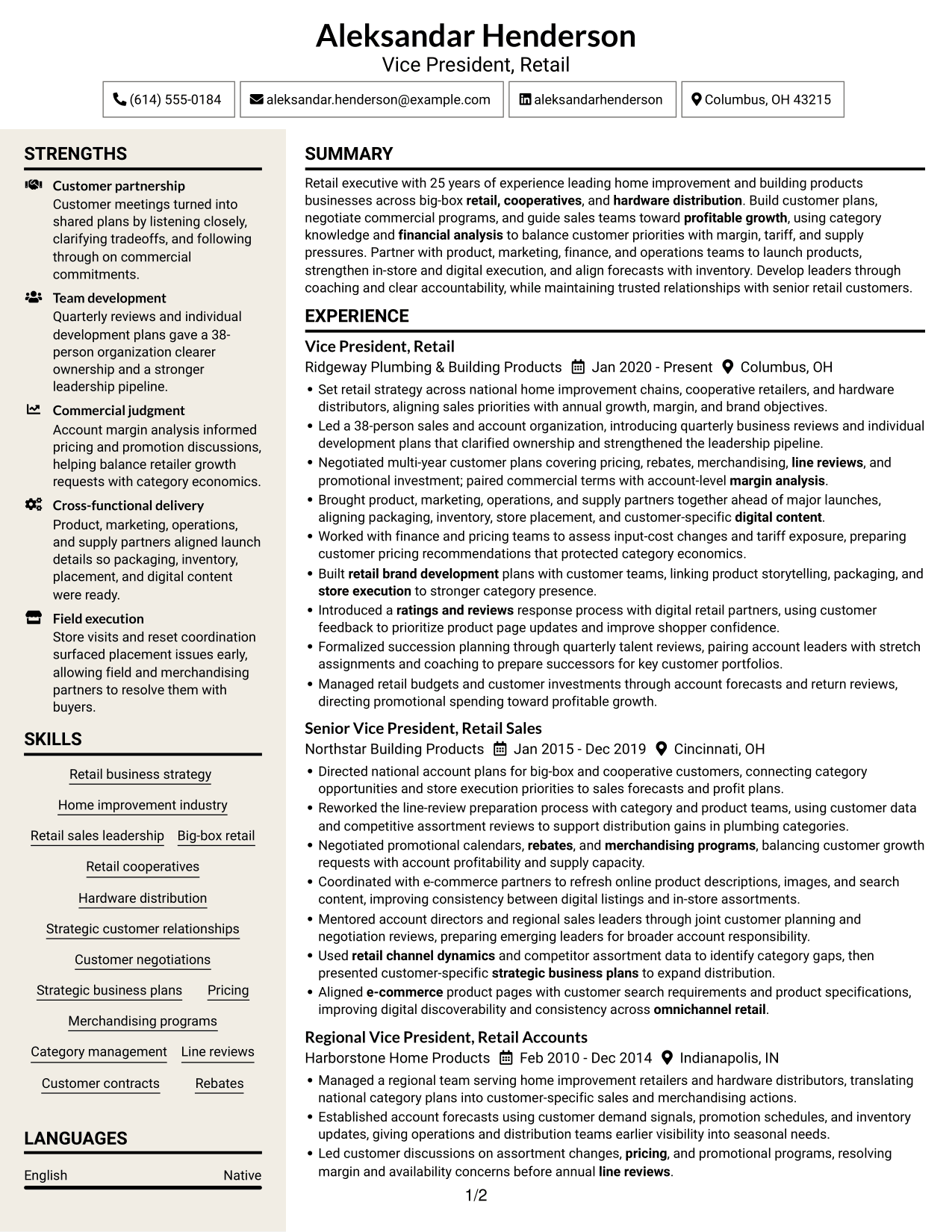 Resume example — page 1