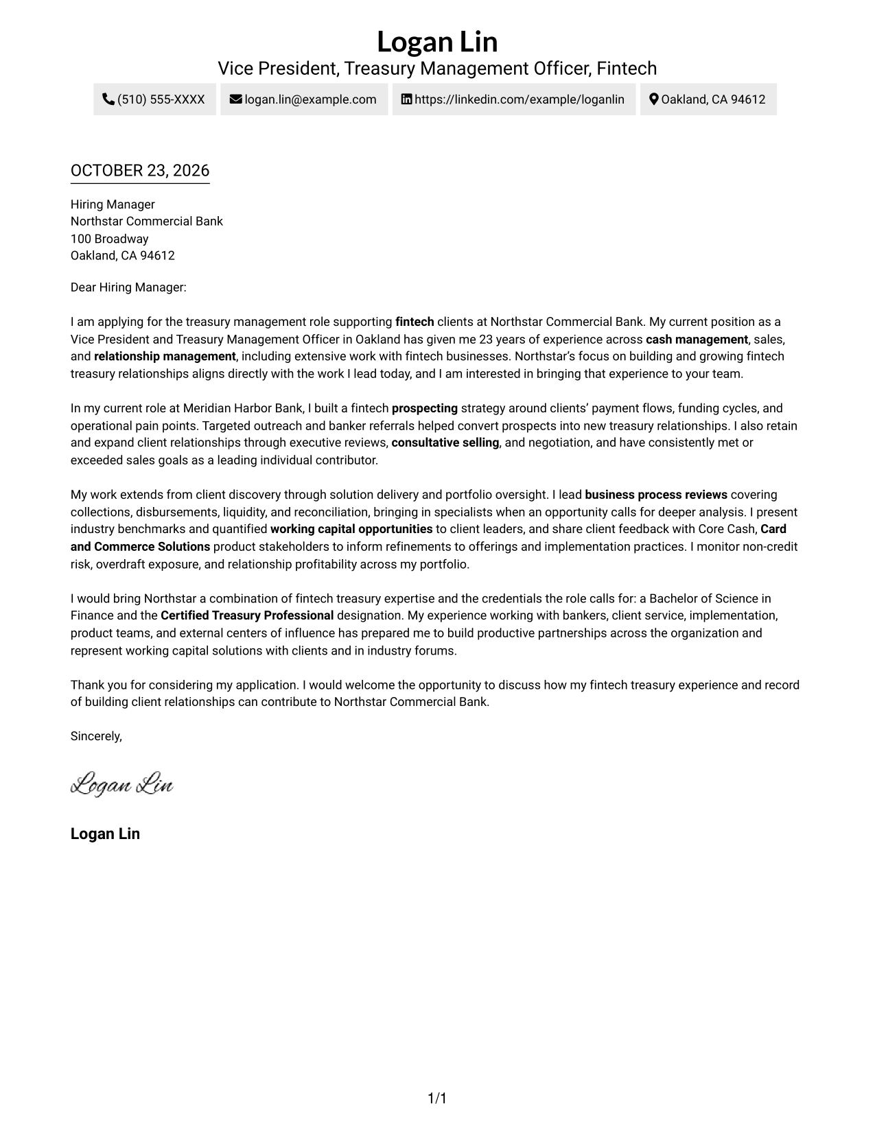 Cover letter example — page 1