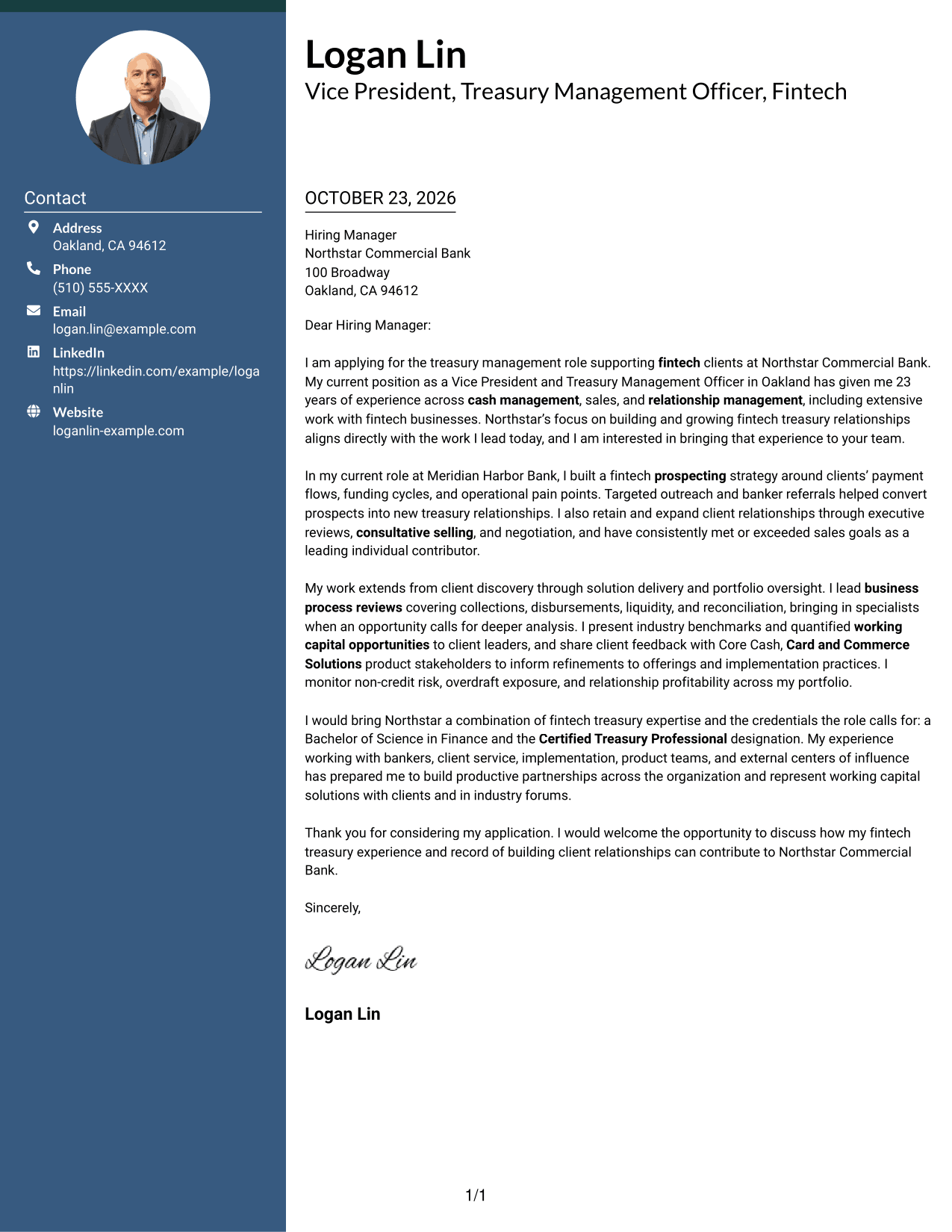 Cover letter example — page 1