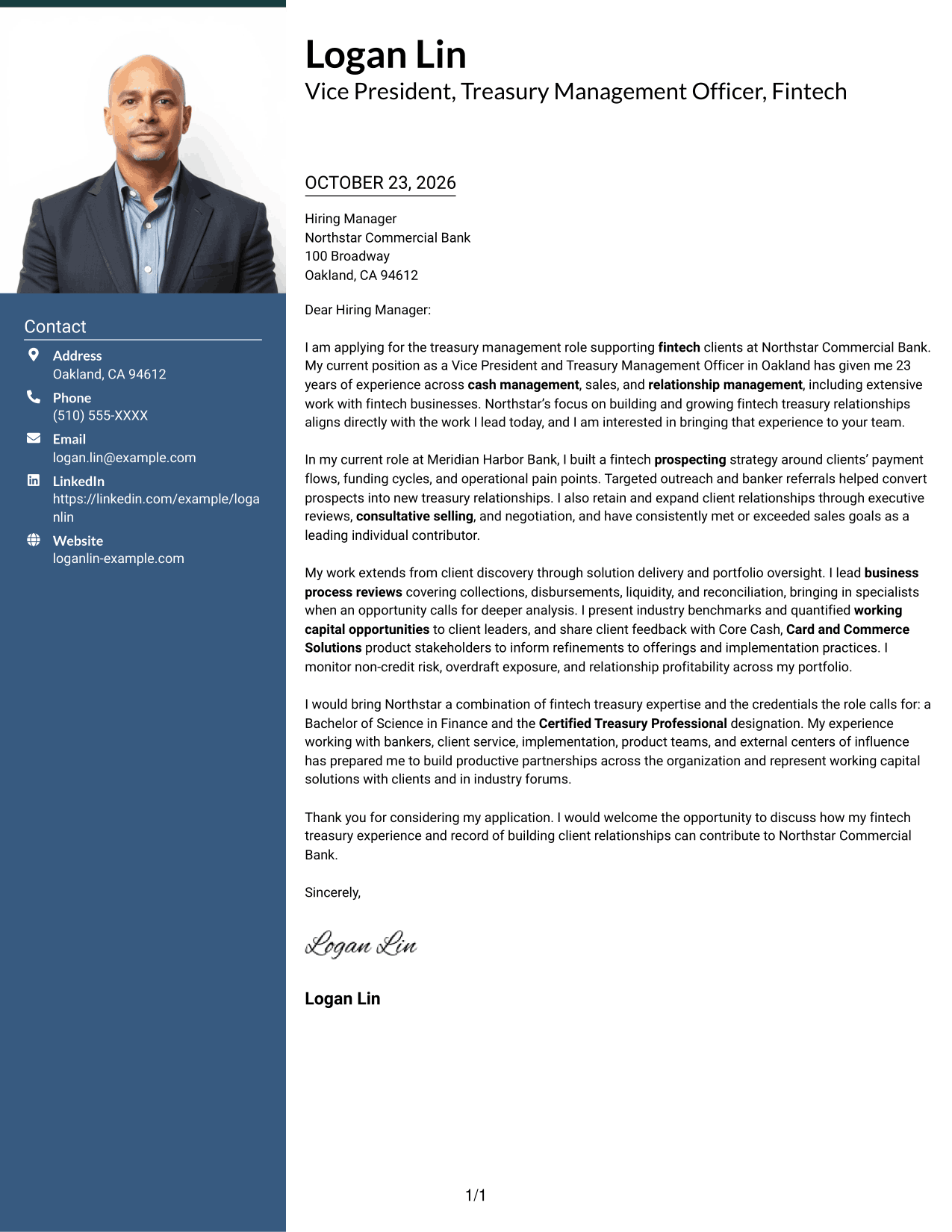 Cover letter example — page 1