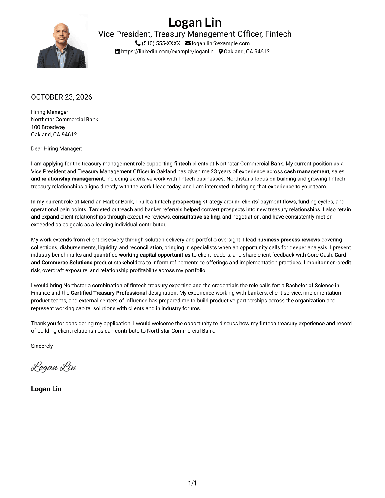Cover letter example — page 1