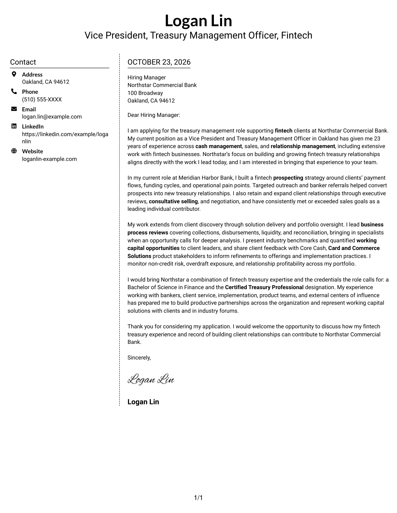 Cover letter example — page 1