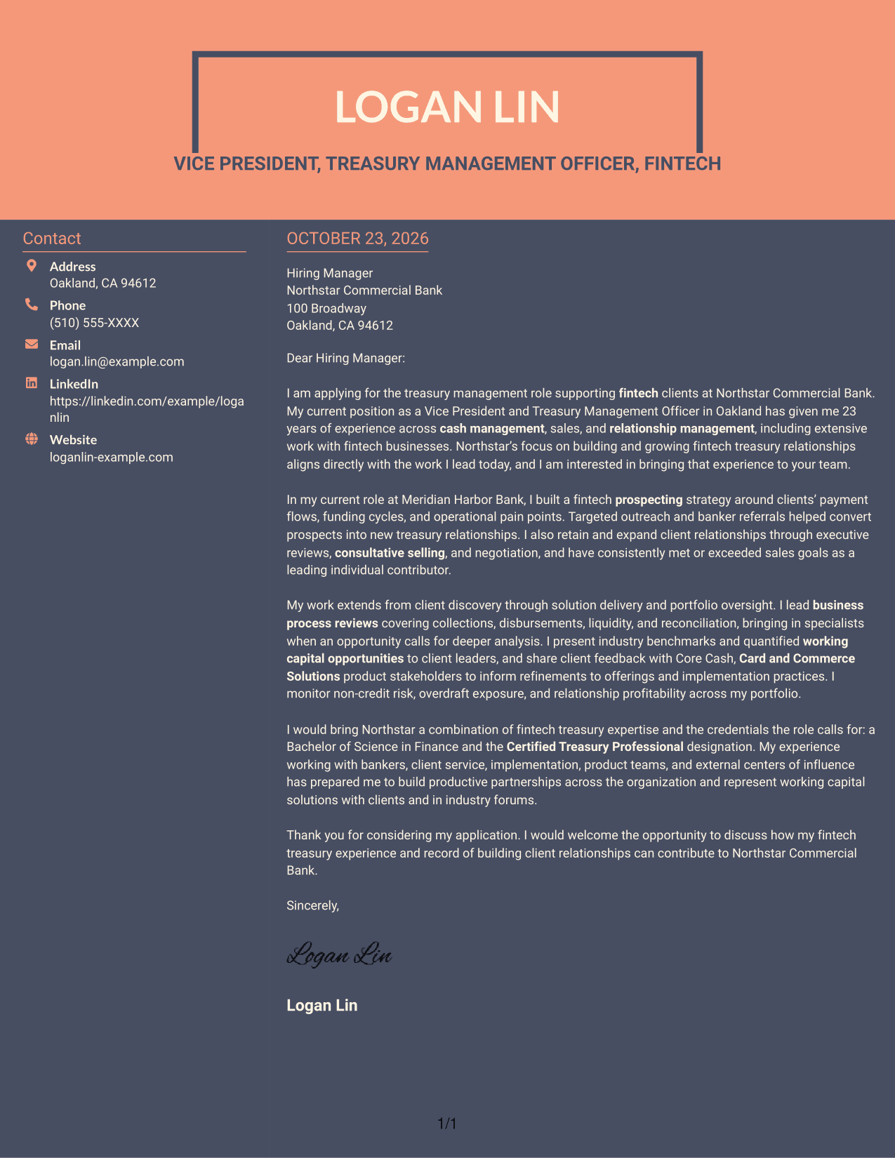 Cover letter example — page 1