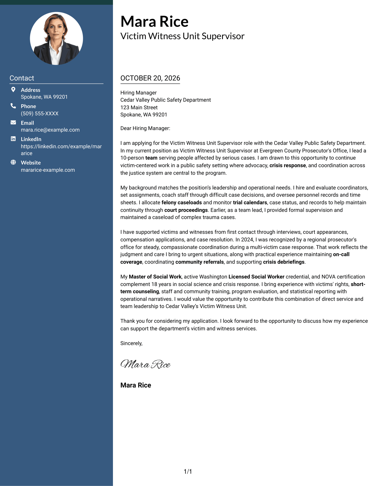 Cover letter example — page 1