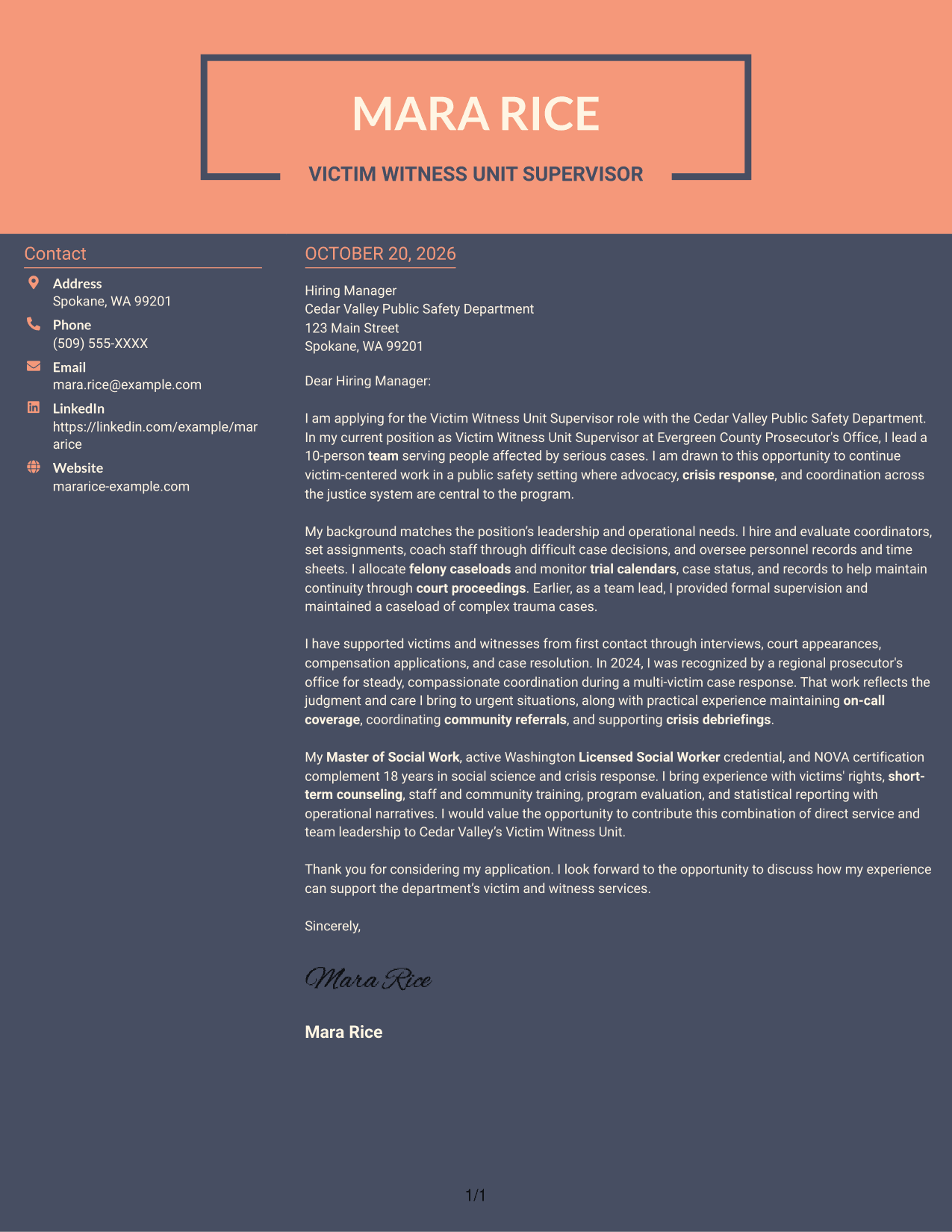 Cover letter example — page 1