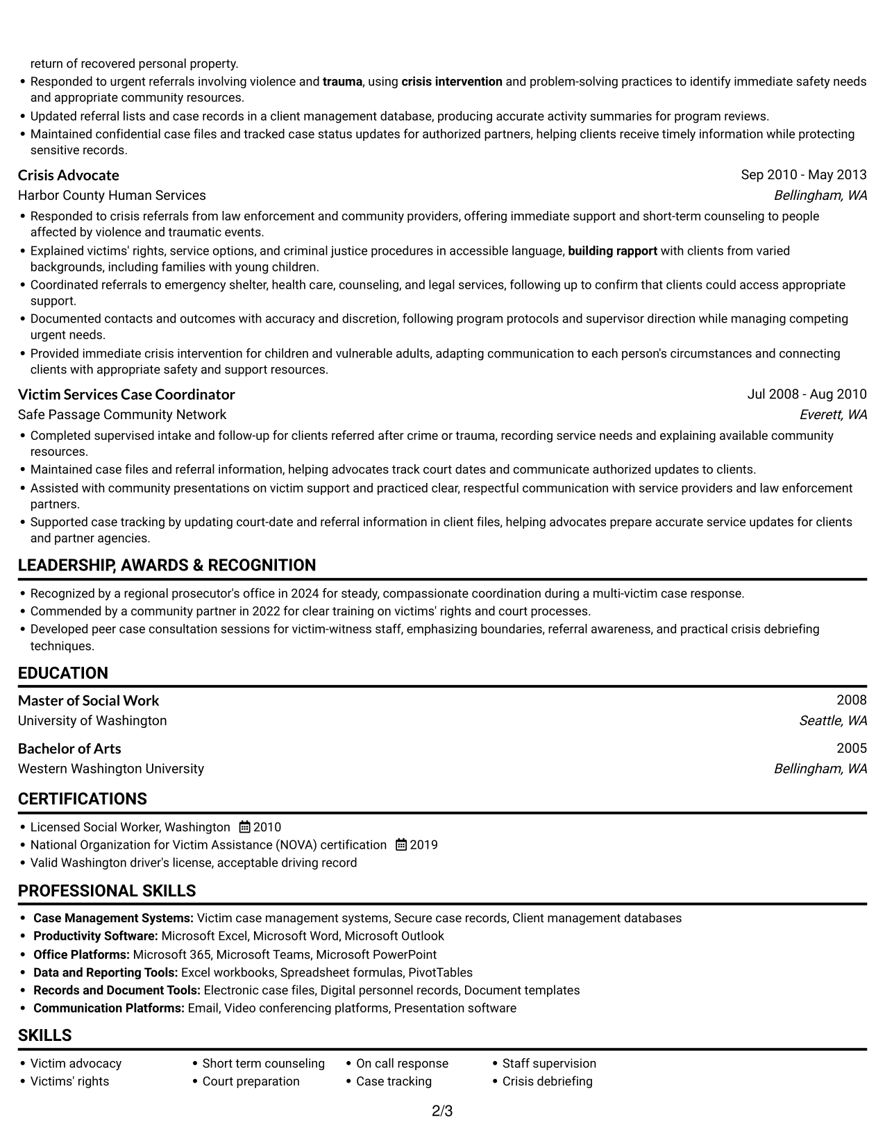 Resume example — page 2