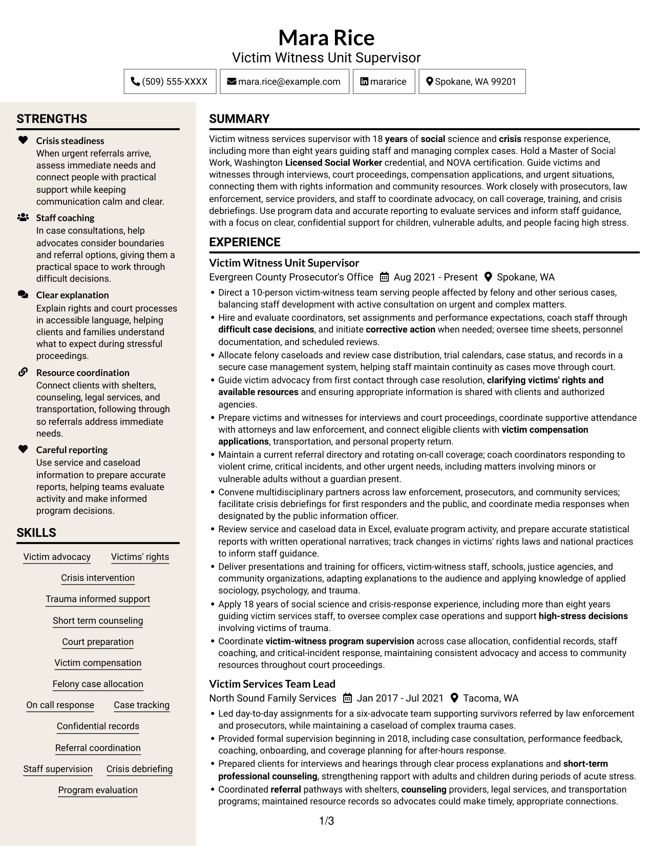 Resume example — page 1