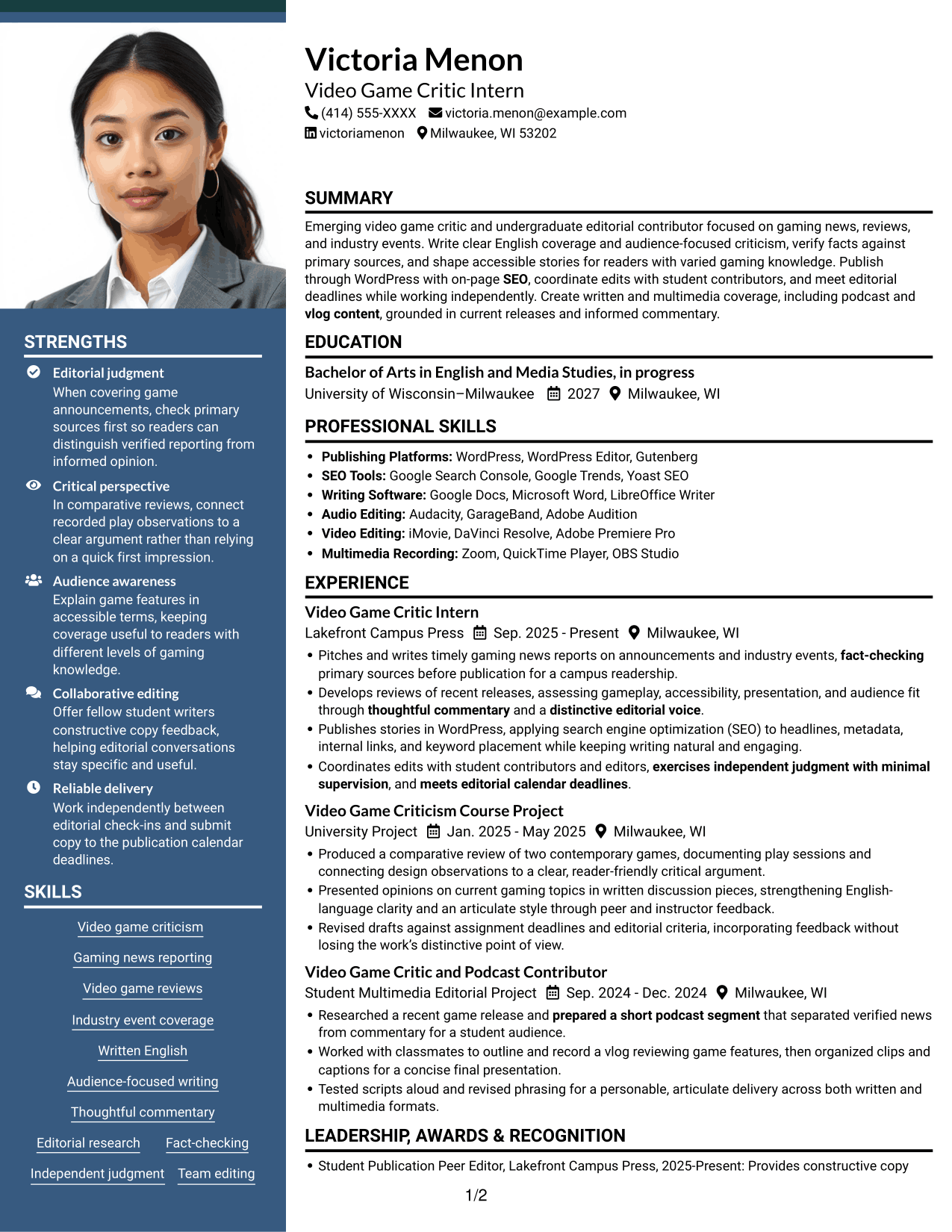Resume example — page 1