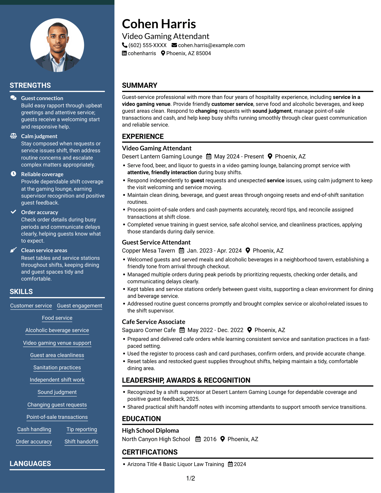 Resume example — page 1