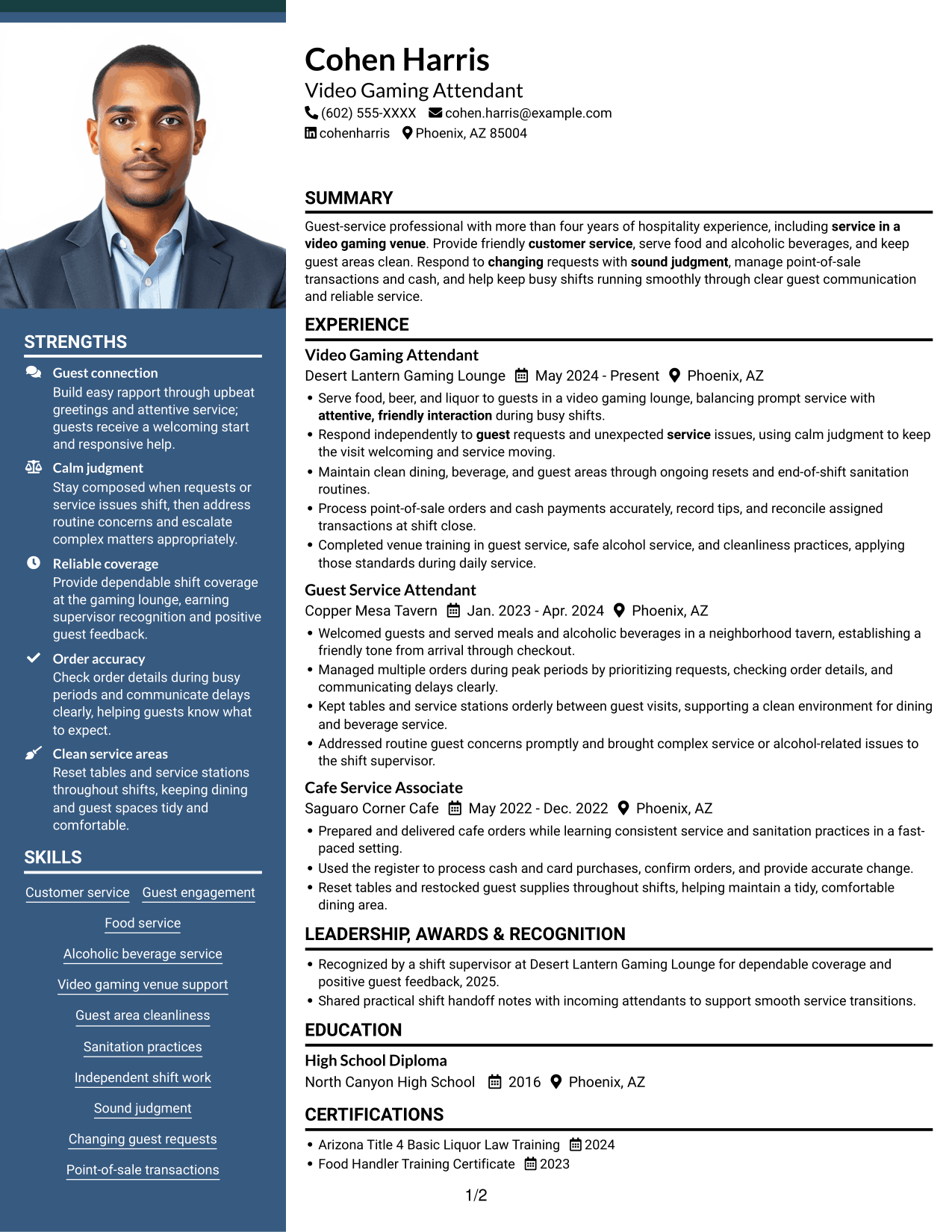 Resume example — page 1