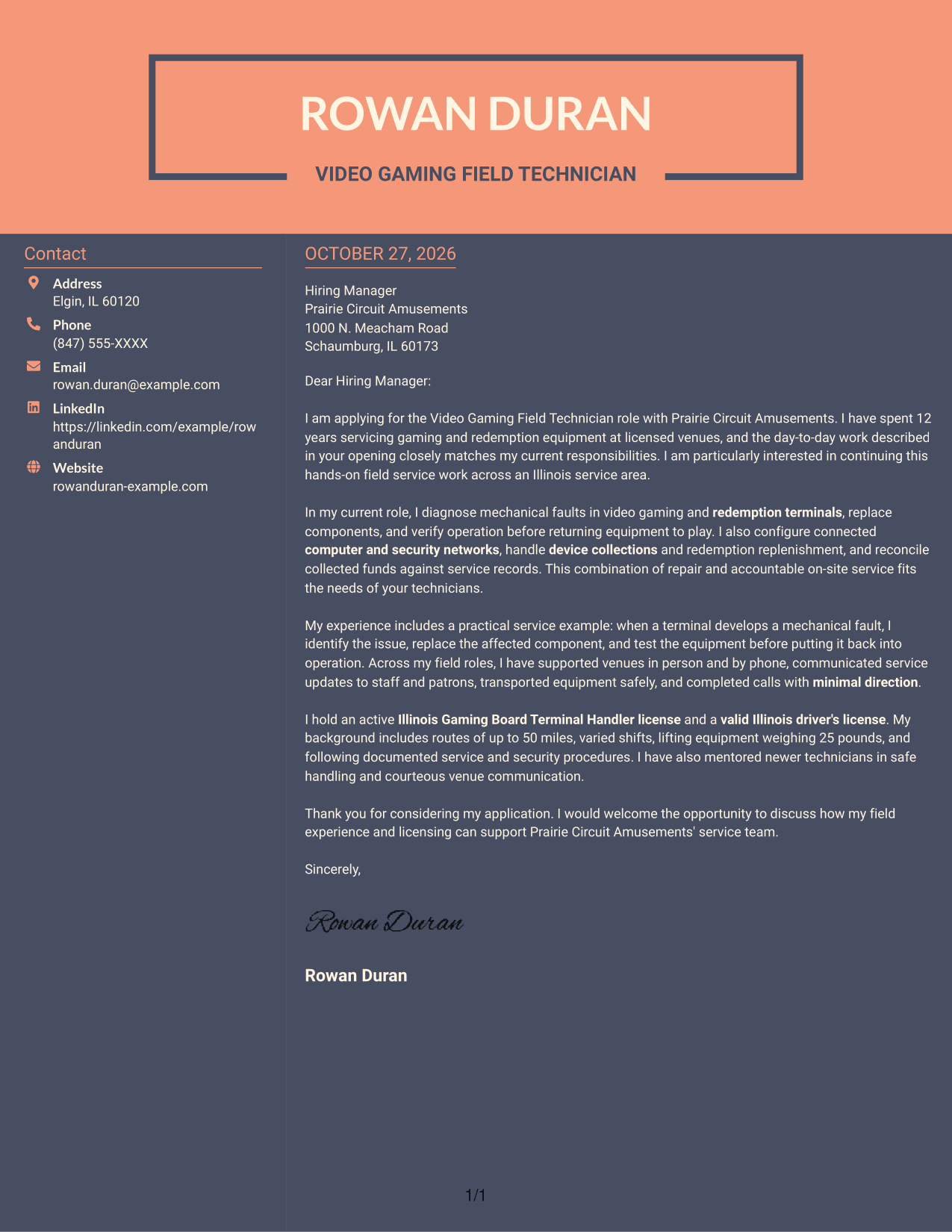 Cover letter example — page 1