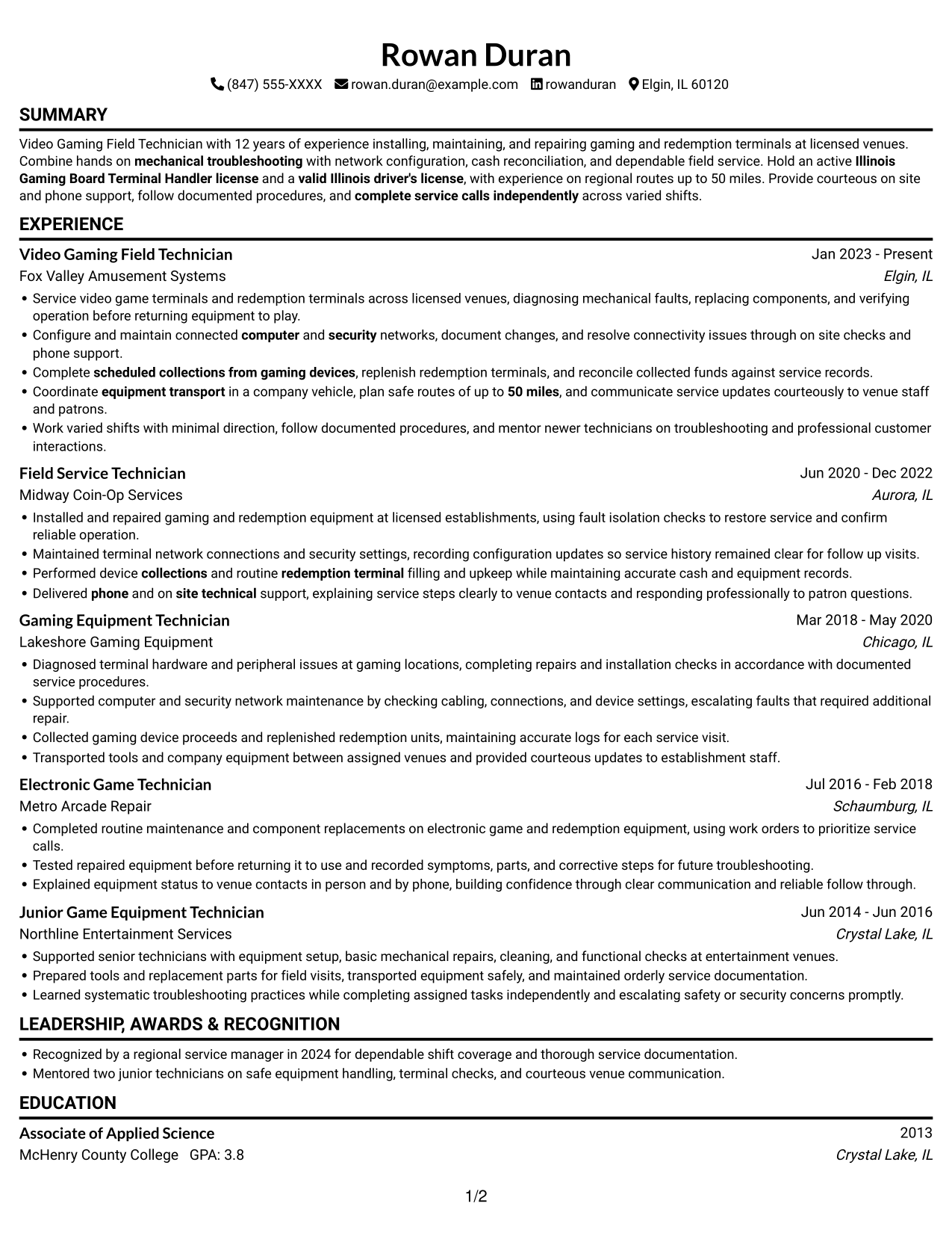 Resume example — page 1