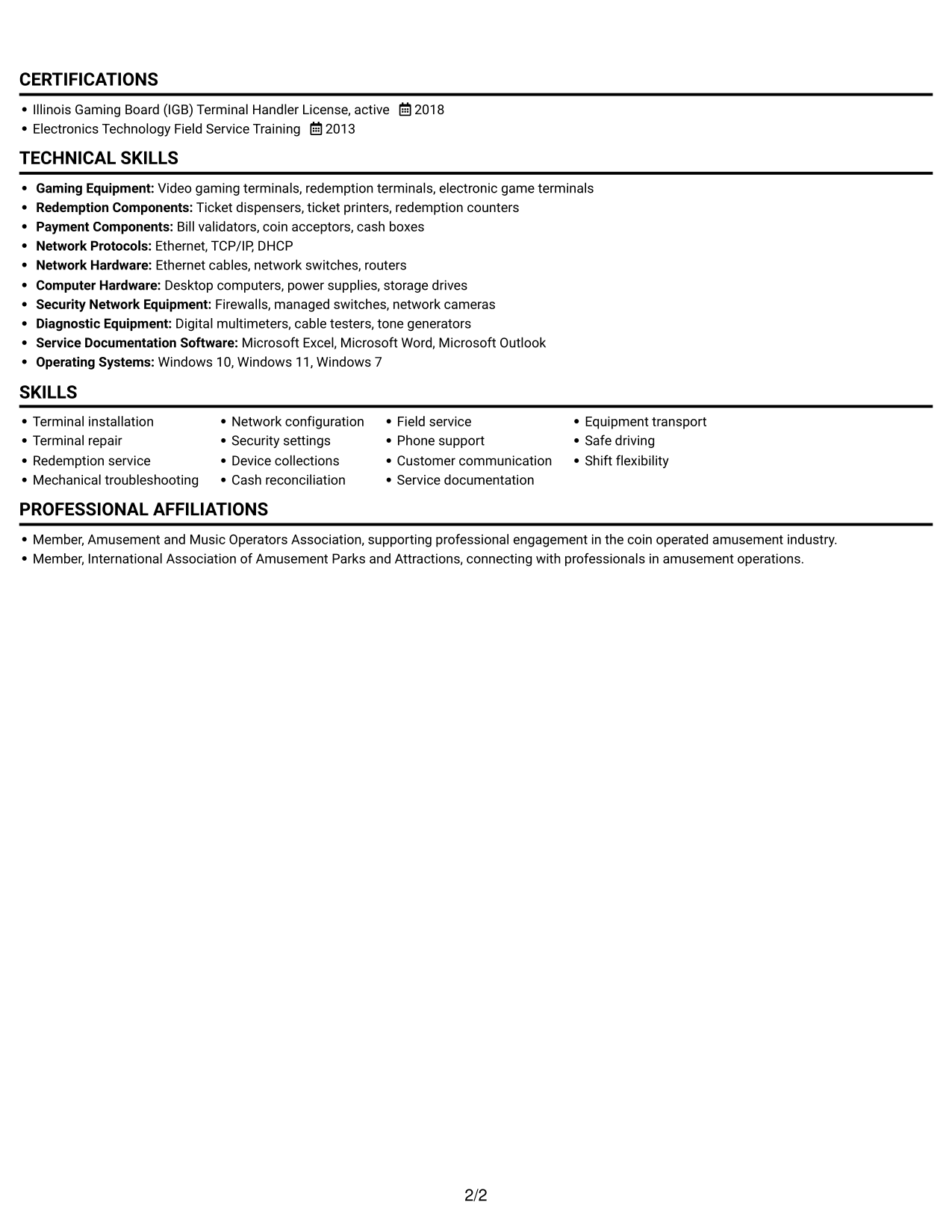 Resume example — page 2