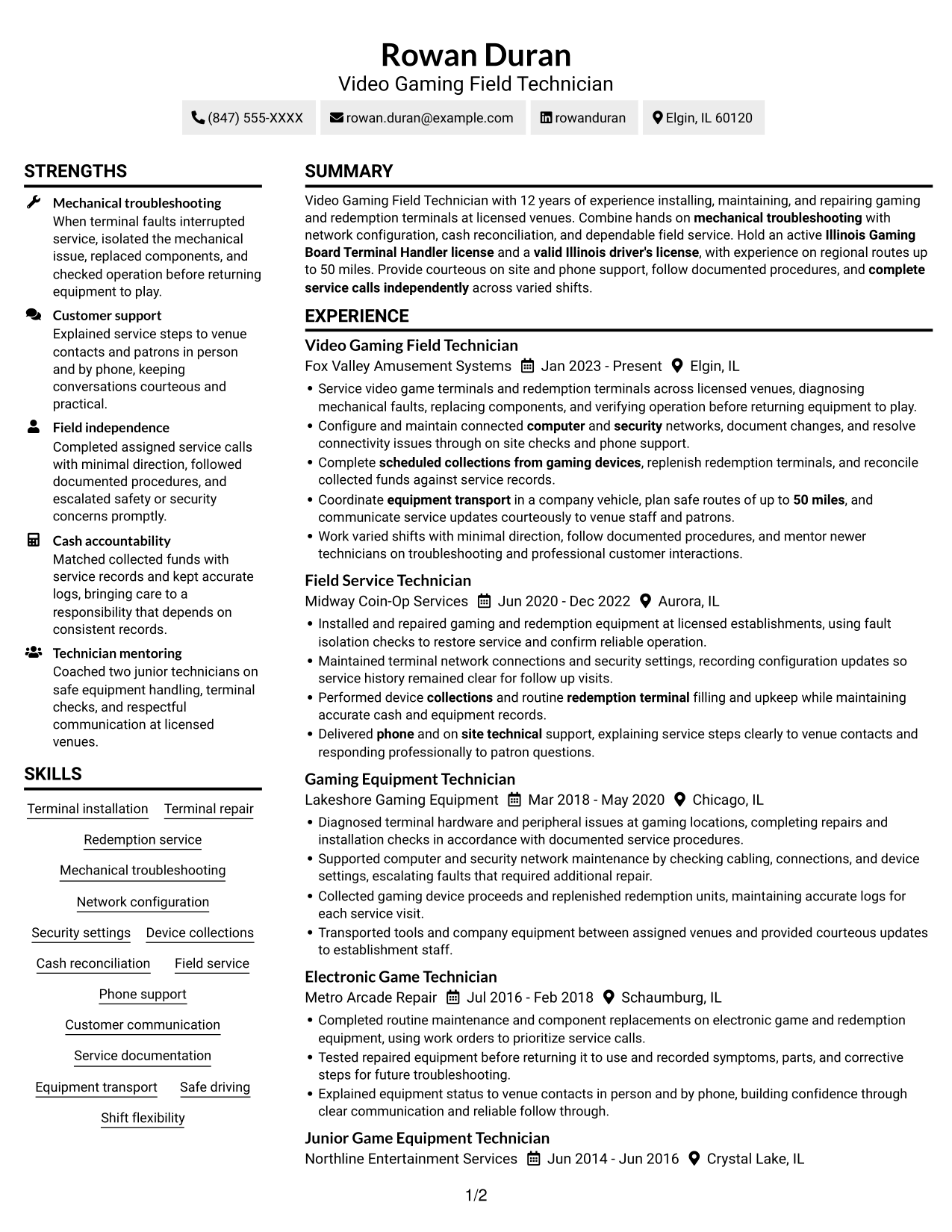 Resume example — page 1