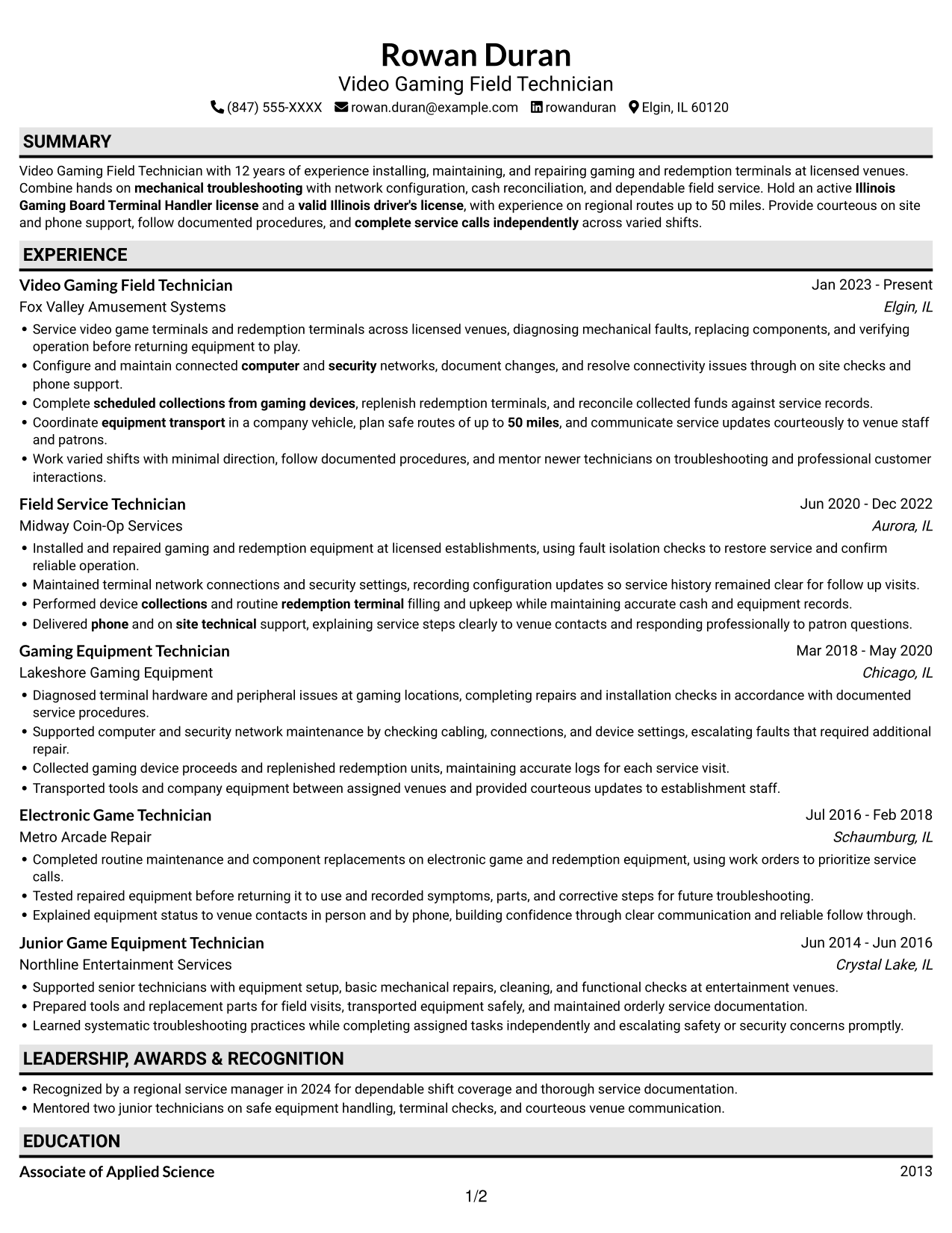 Resume example — page 1