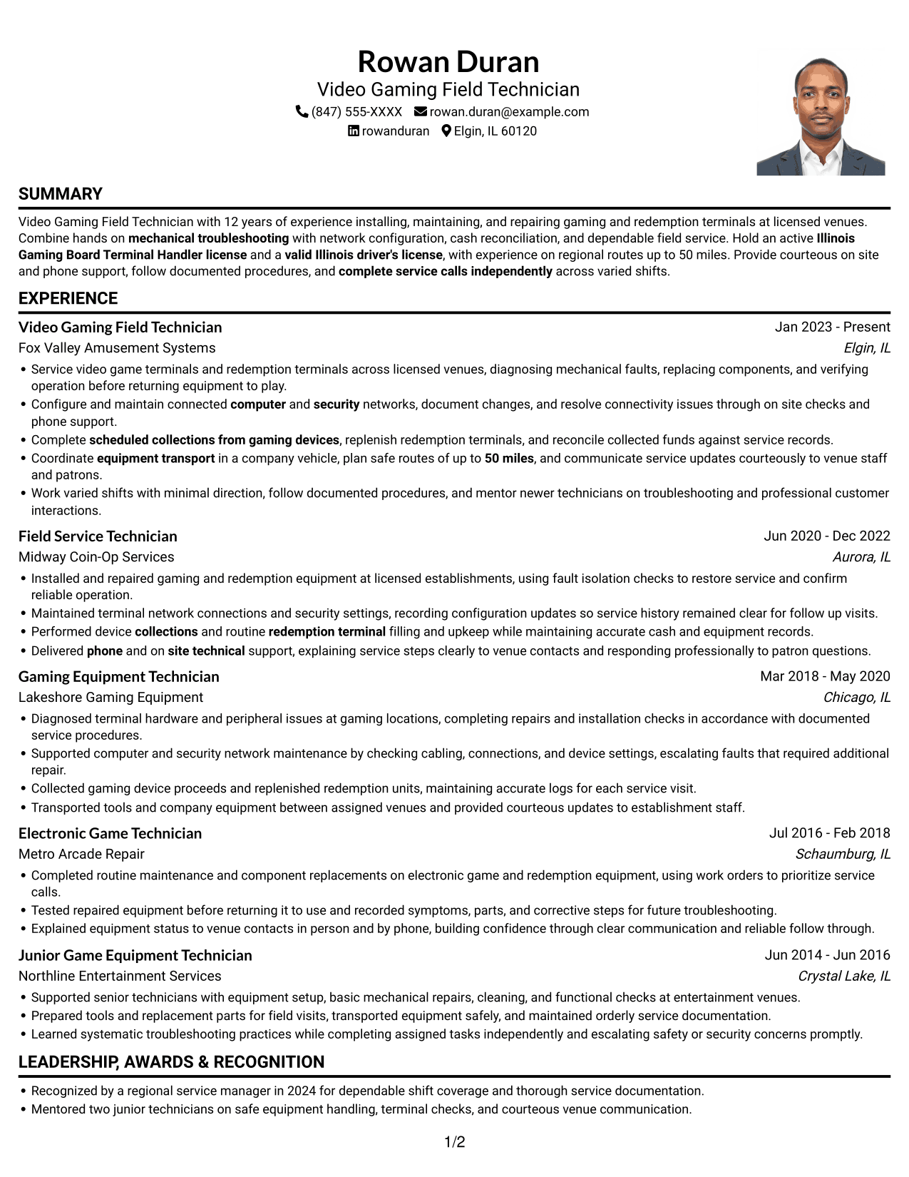 Resume example — page 1