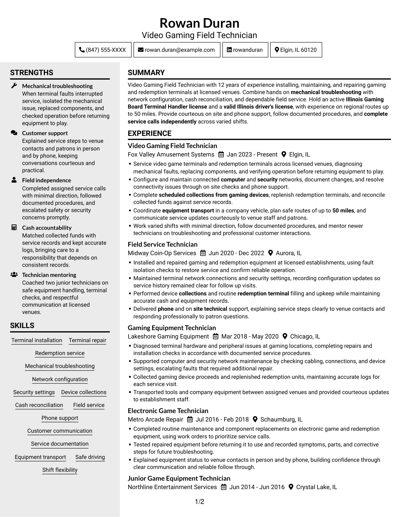 Resume example — page 1