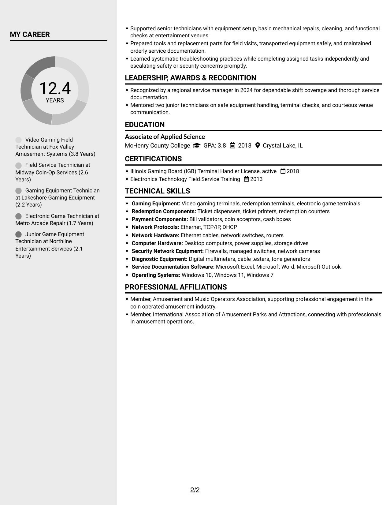 Resume example — page 2