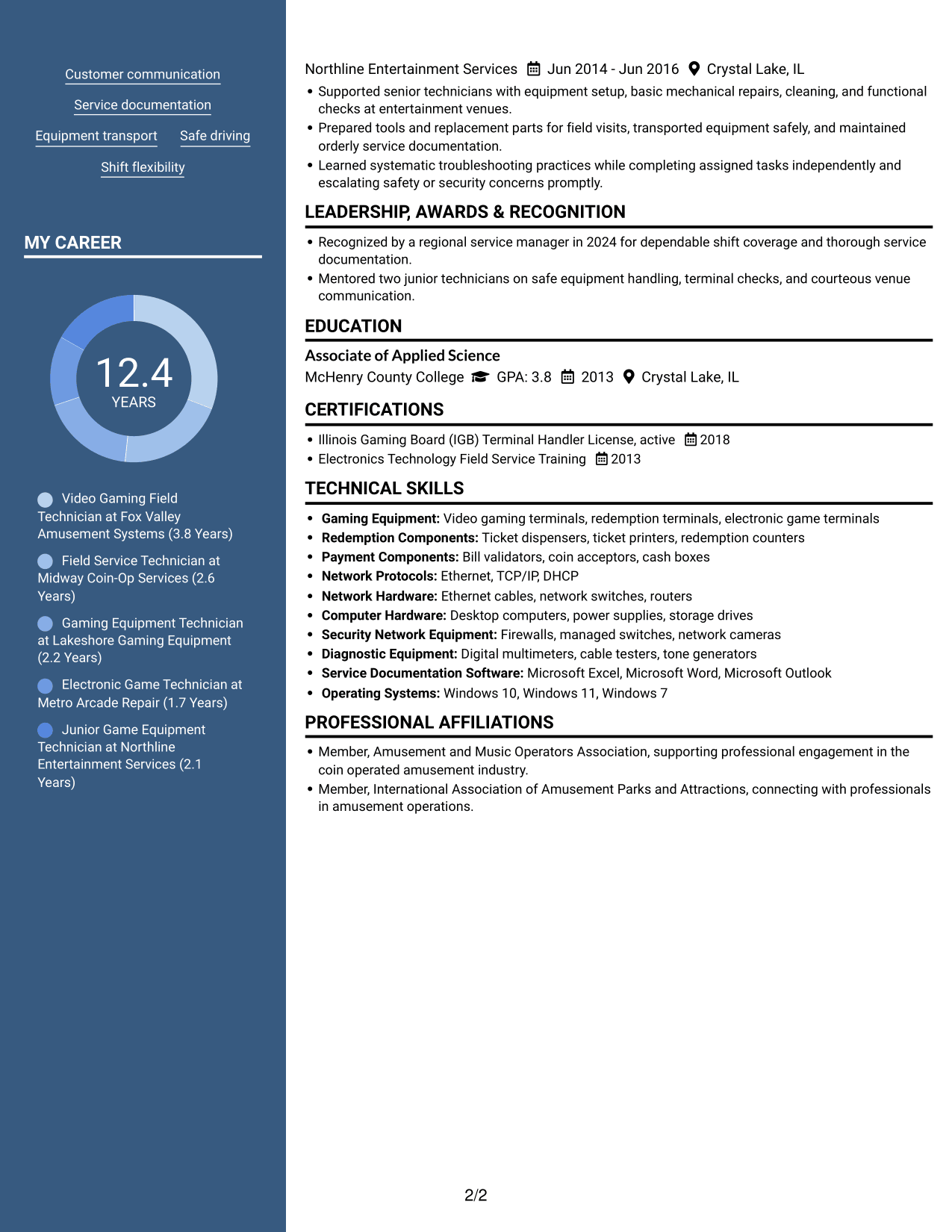 Resume example — page 2