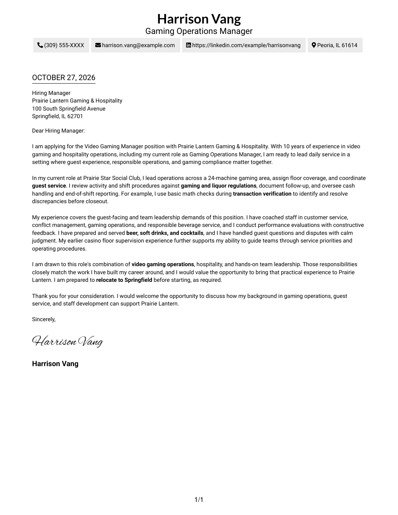 Cover letter example — page 1