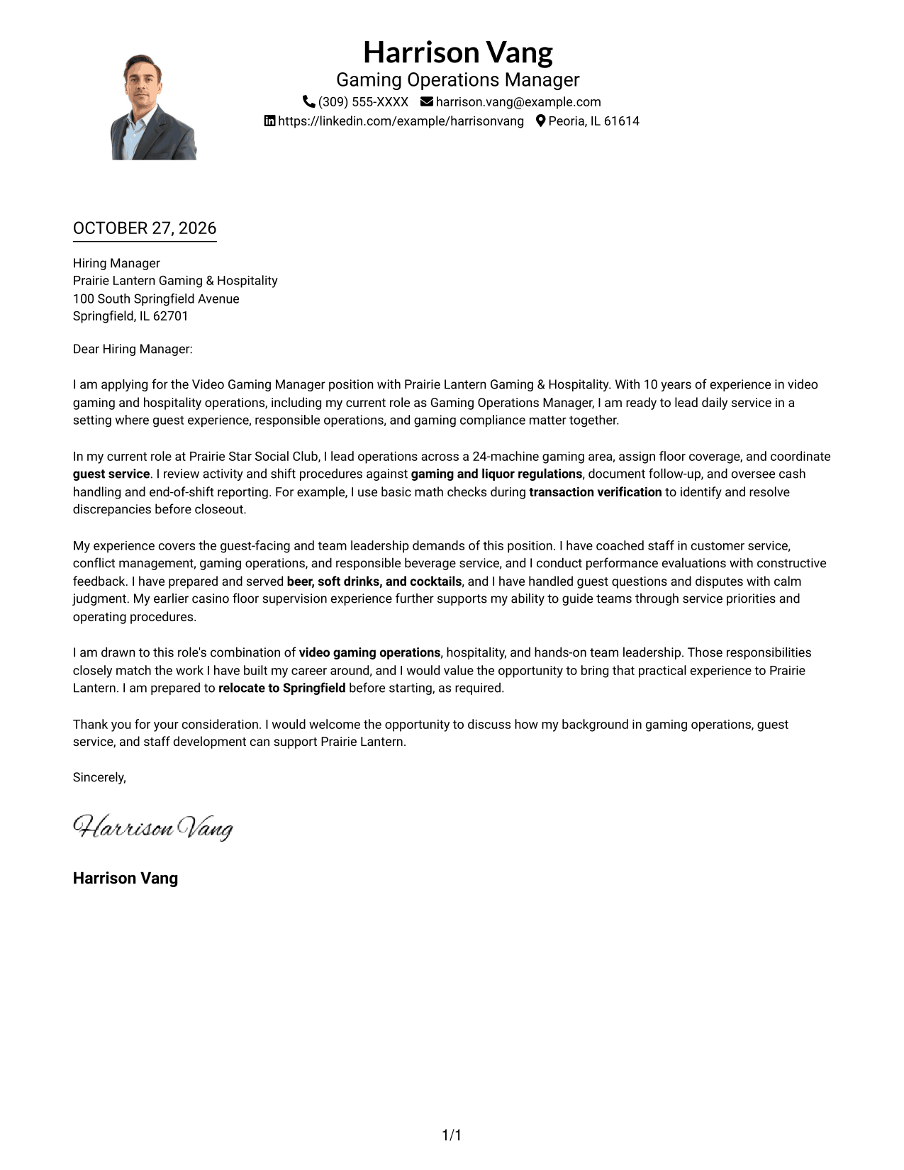 Cover letter example — page 1