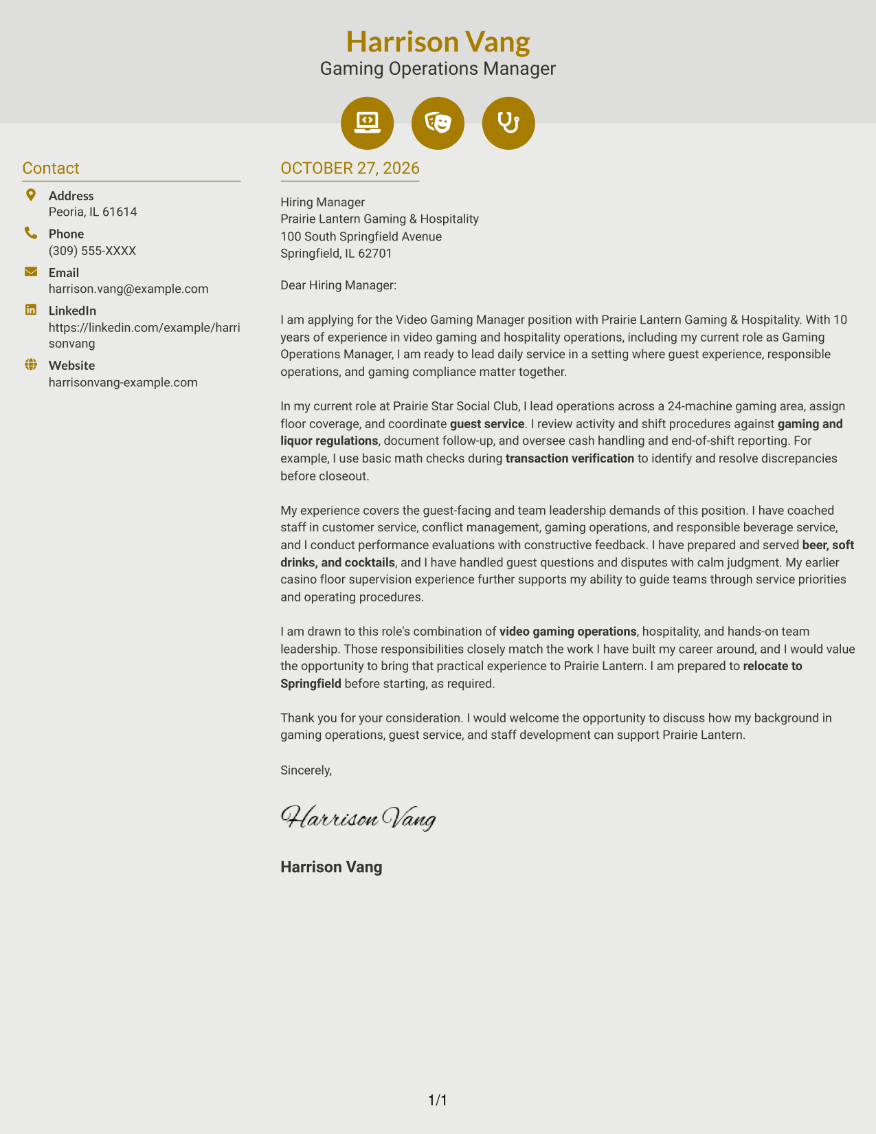 Cover letter example — page 1