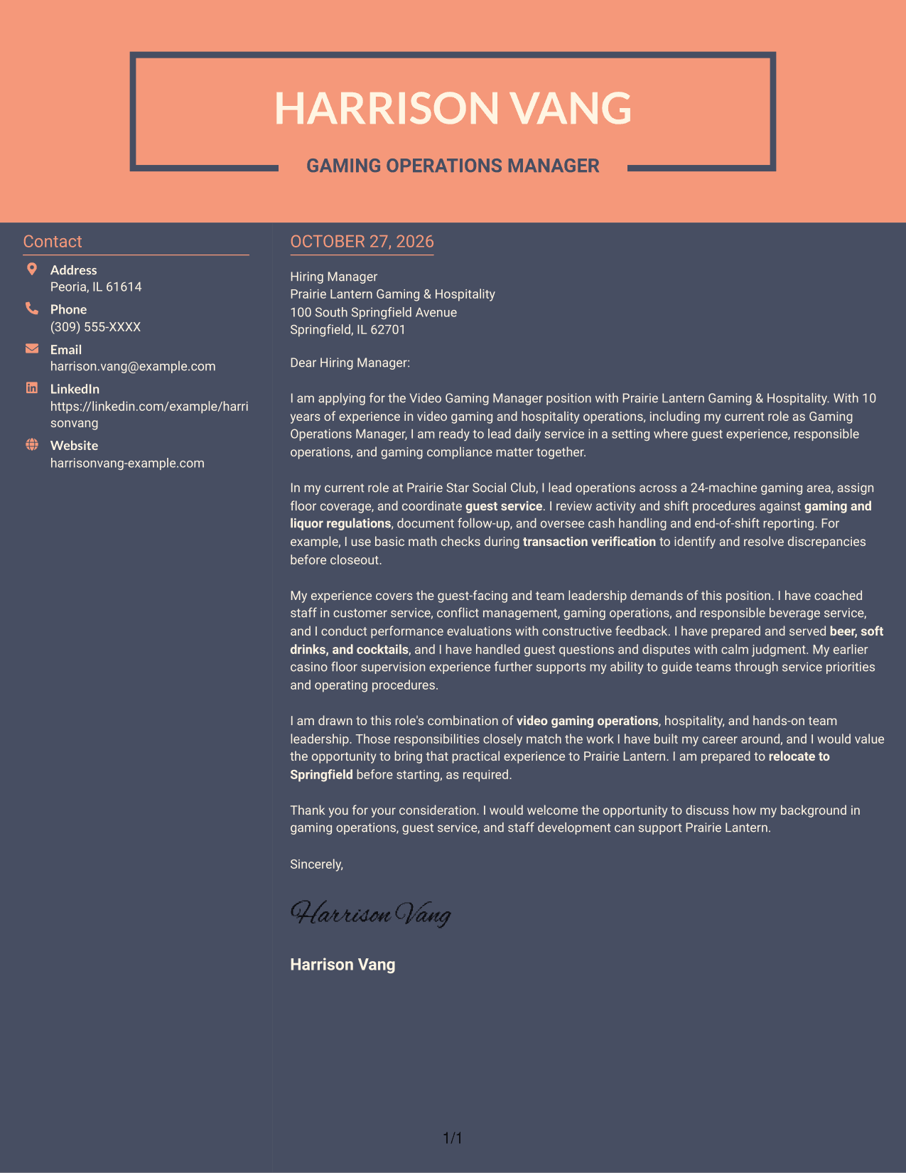 Cover letter example — page 1