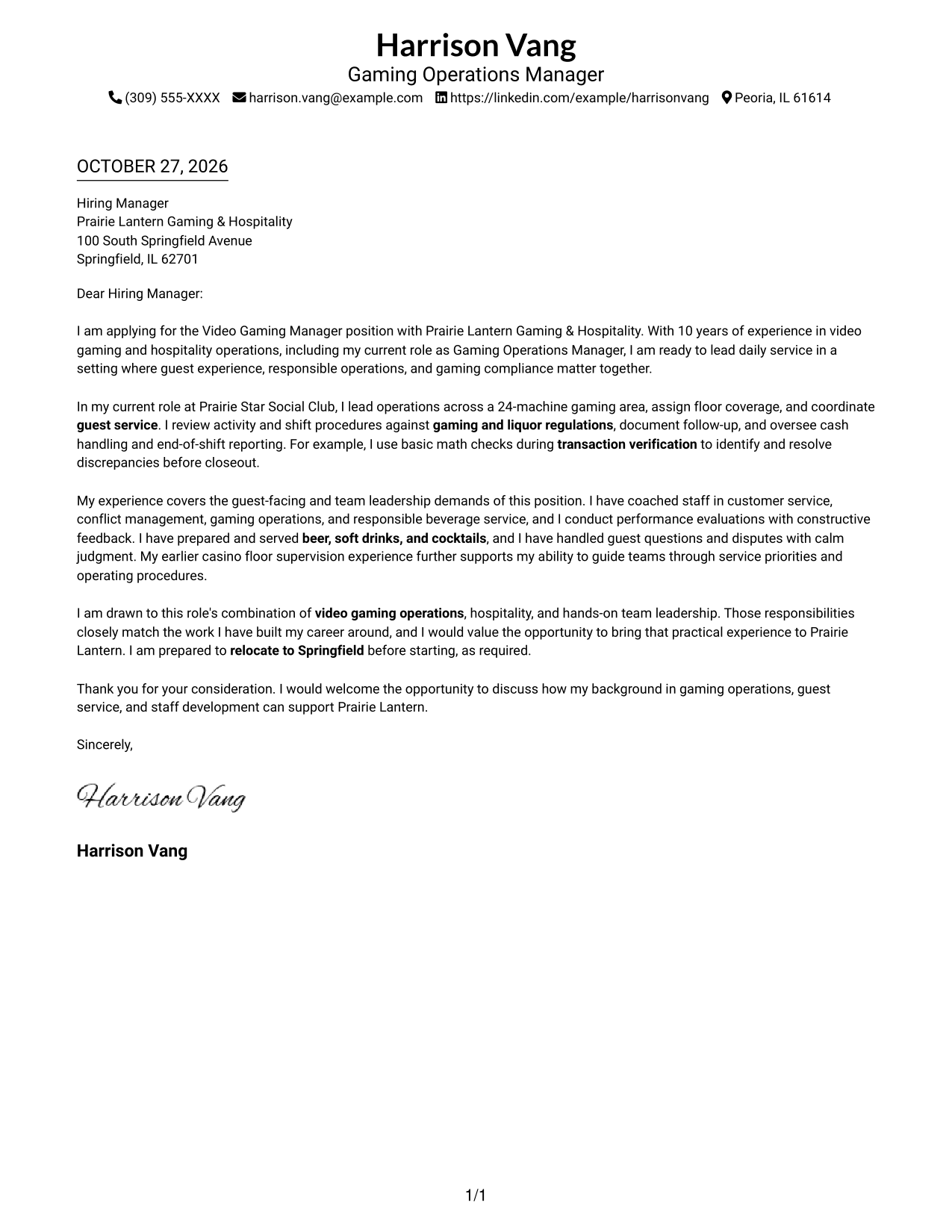 Cover letter example — page 1
