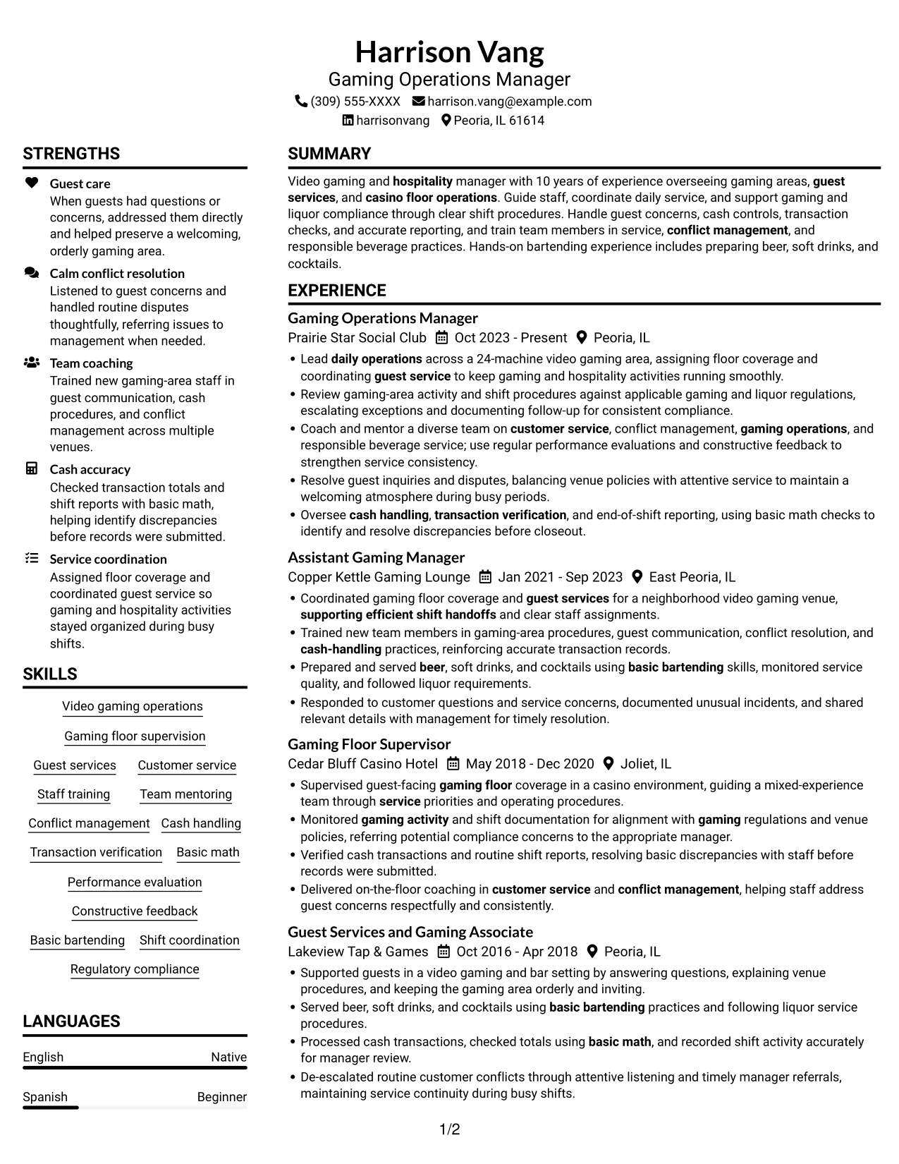 Resume example — page 1