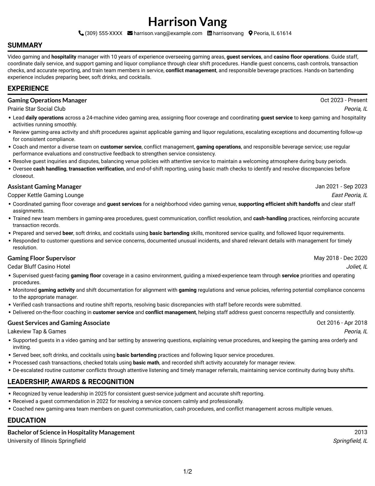 Resume example — page 1