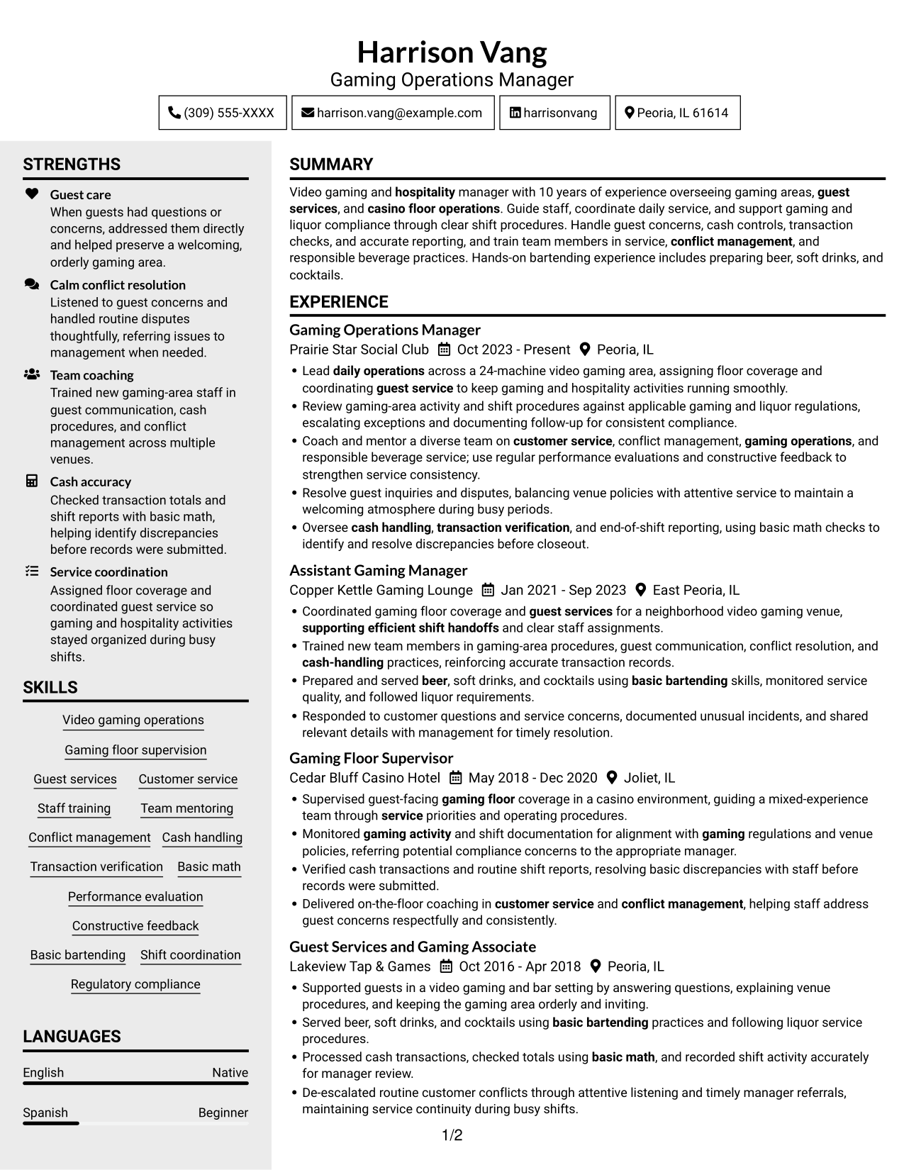 Resume example — page 1